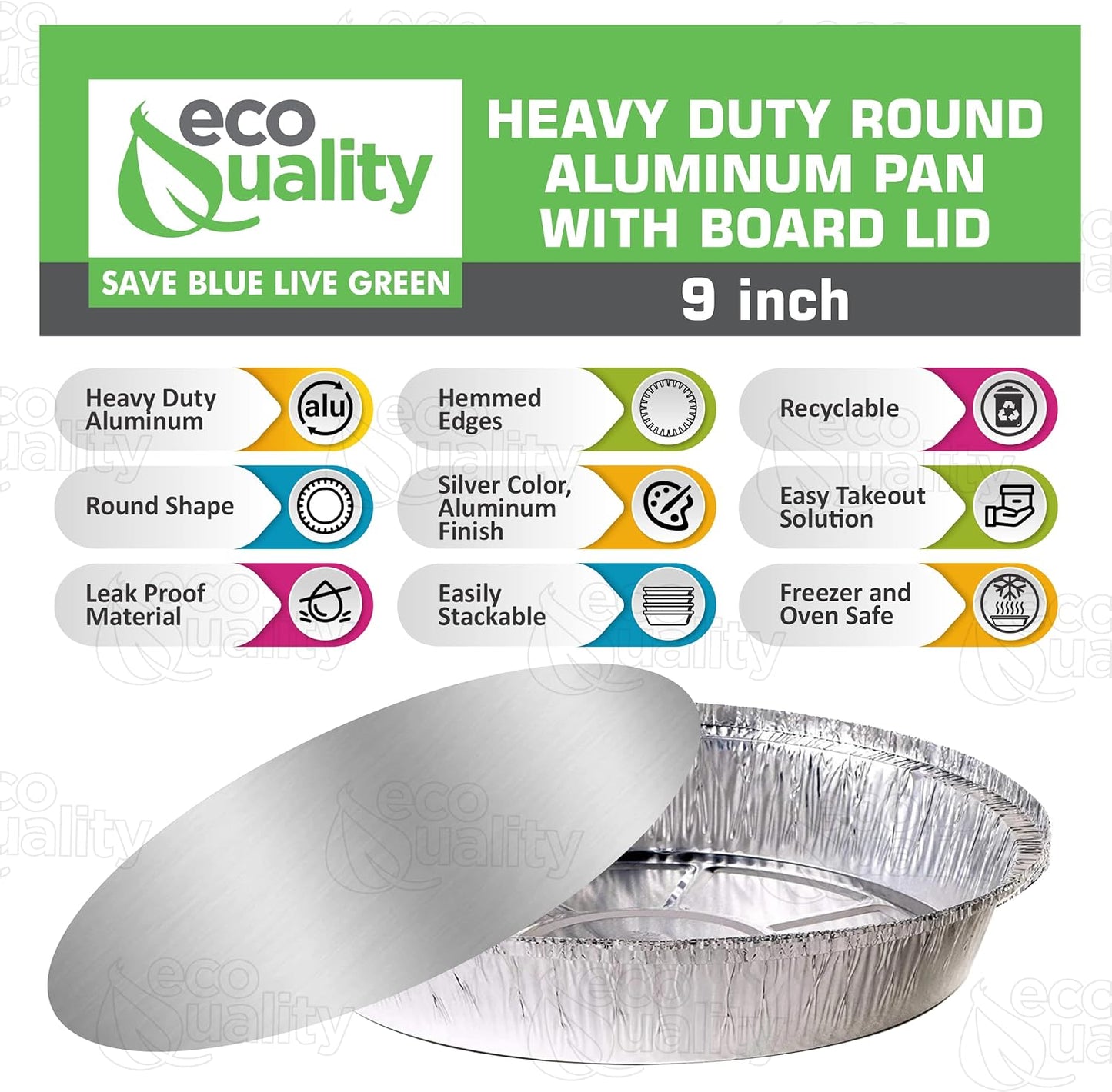 EcoQuality 9 Inch Disposable Round Aluminum Foil Pans with Board Lids - 400 Pack for Baking, Cooking, Catering, Parties
