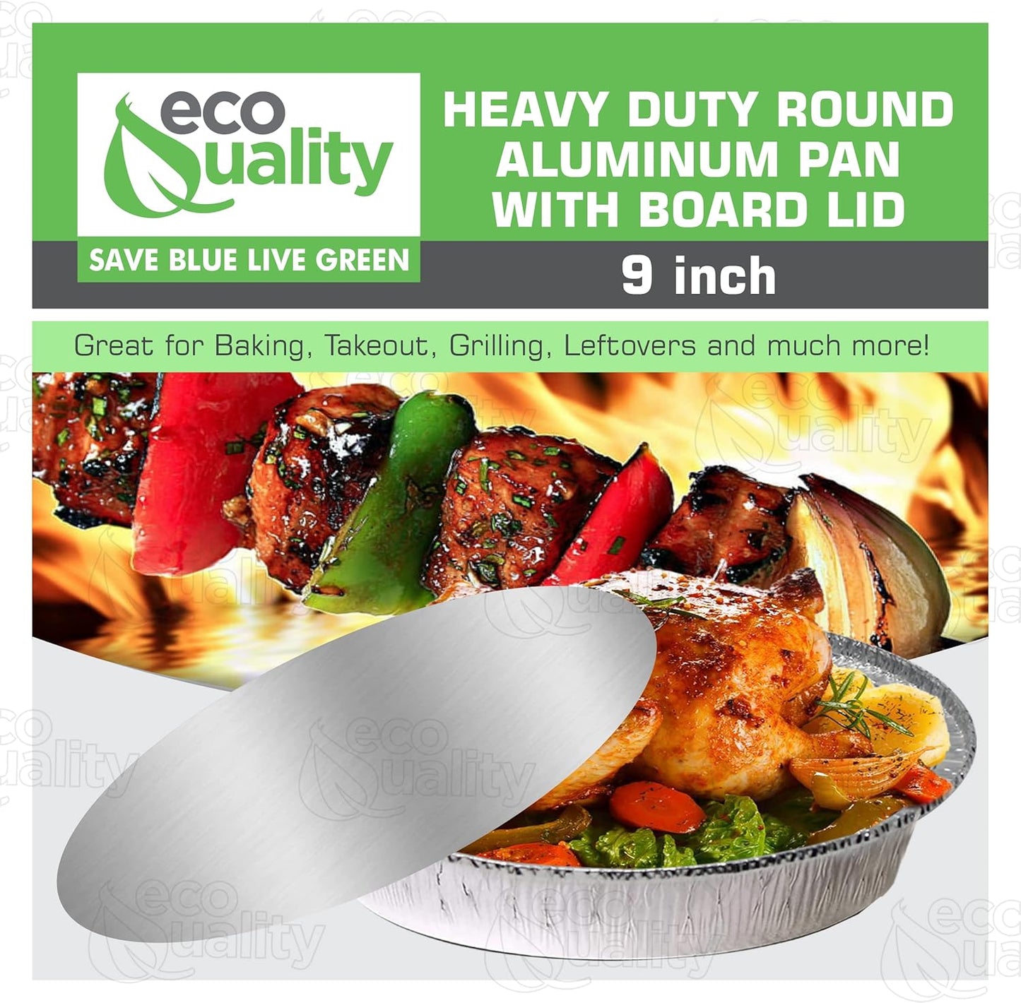EcoQuality 9 Inch Disposable Round Aluminum Foil Pans with Board Lids - 400 Pack for Baking, Cooking, Catering, Parties