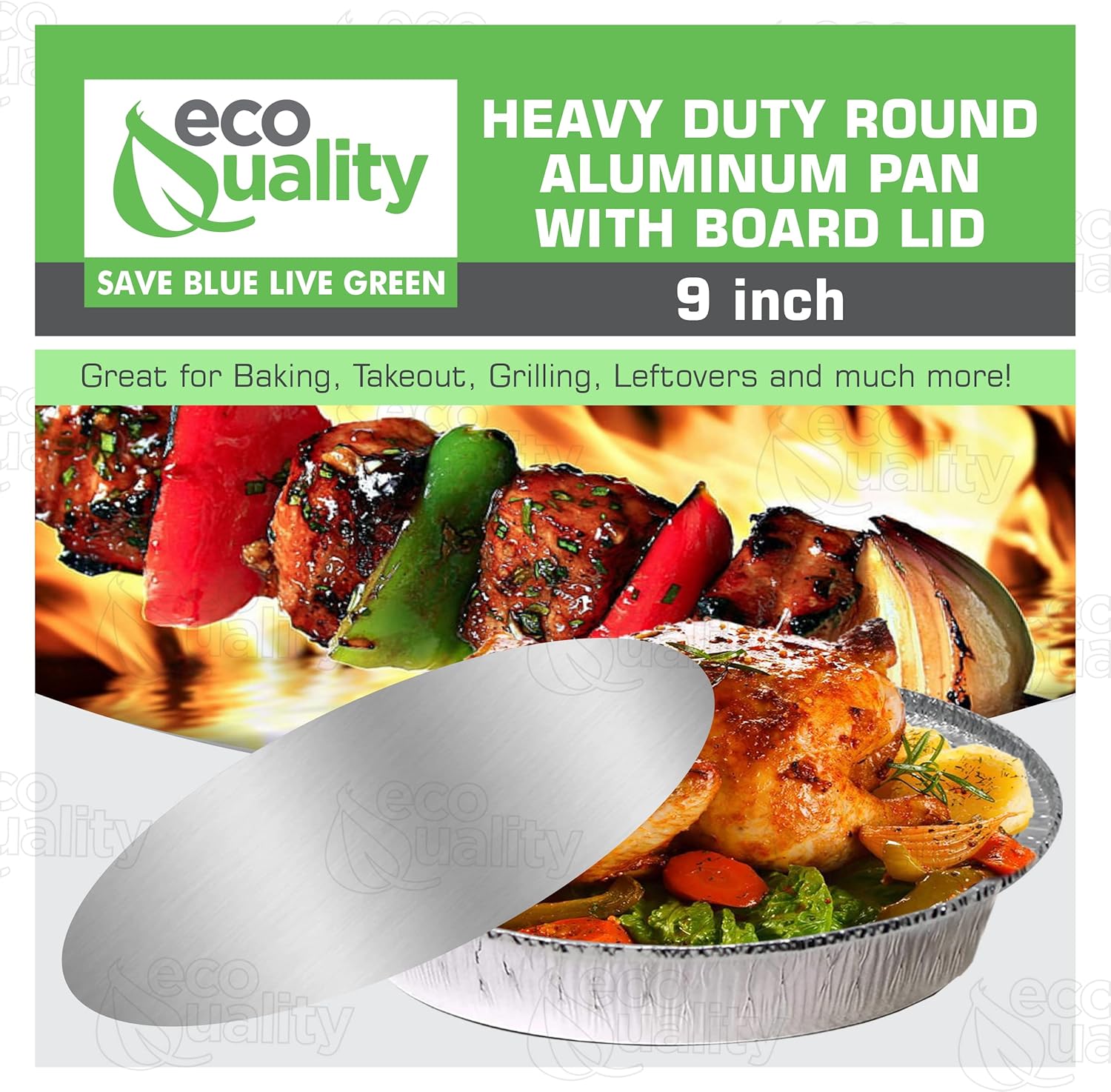EcoQuality 9 Inch Disposable Round Aluminum Foil Pans with Board Lids - 400 Pack for Baking, Cooking, Catering, Parties