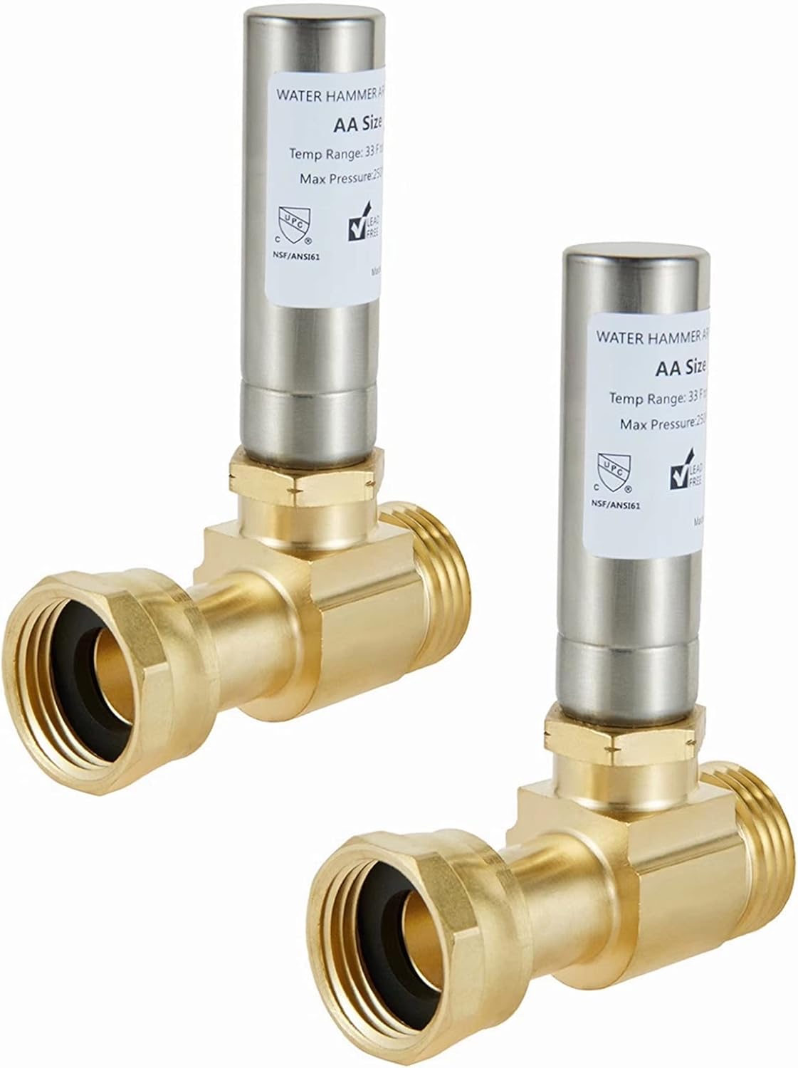 EFIELD S-241 Stainless Steel Water Hammer Arrestor for Washing Machine - Pack of 2, 3/4" Swivel FHT x 3/4" MHT