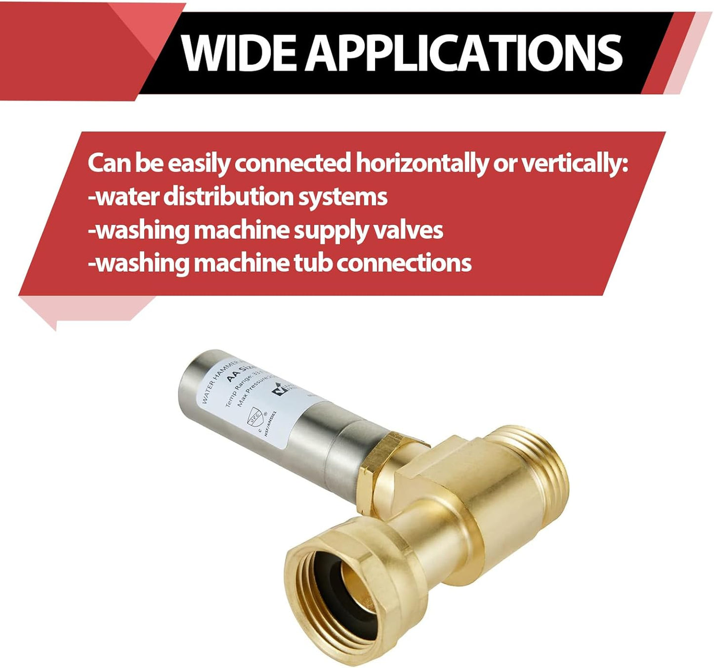 EFIELD S-241 Stainless Steel Water Hammer Arrestor for Washing Machine - Pack of 2, 3/4" Swivel FHT x 3/4" MHT