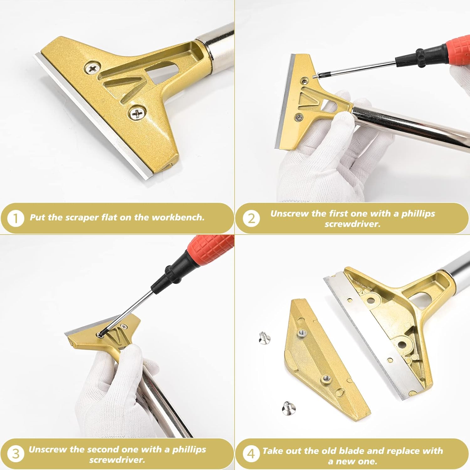 EHDIS 4-inch Glass Scraper Tool with 20 Metal Blades - Ideal for Cleaning Stove Top, Windows, Glass, Tiles, Walls - Razor Blade Scraper for Labels & Adhesive