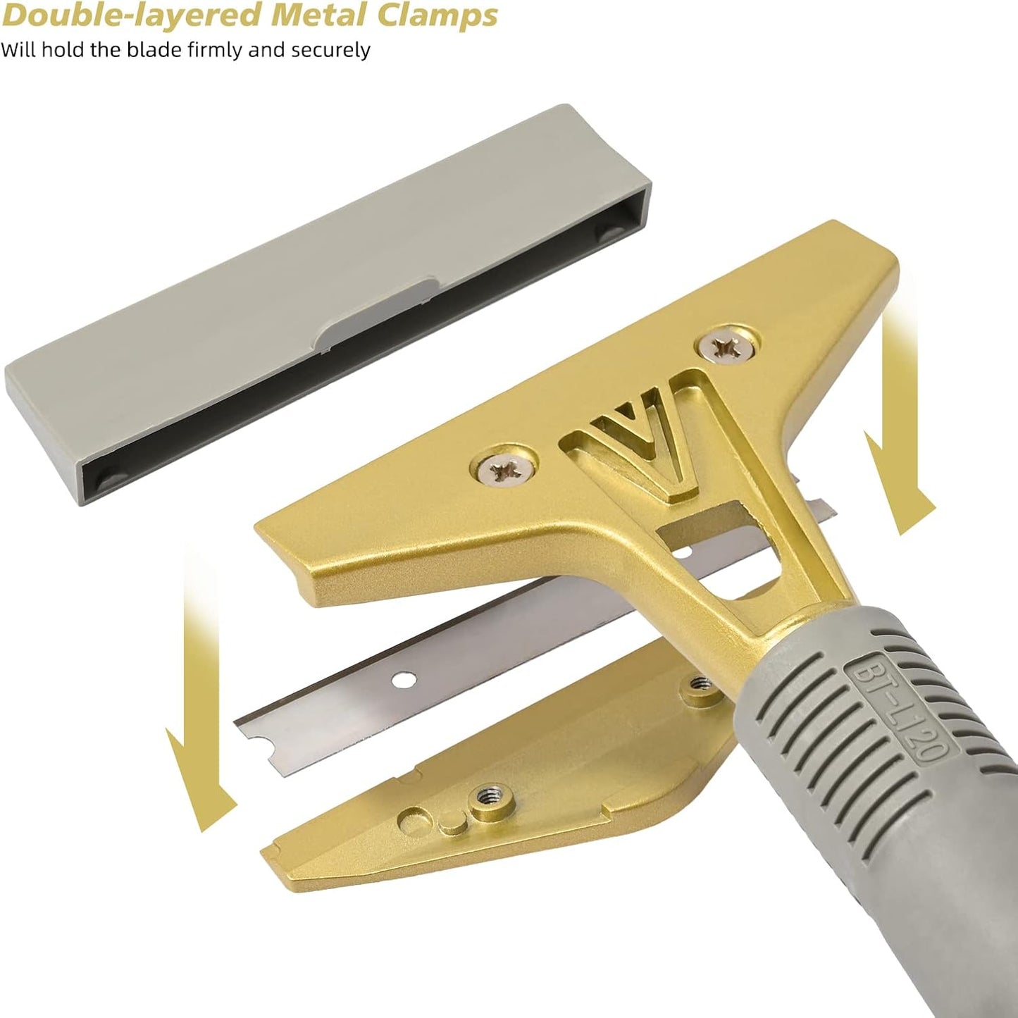 EHDIS 4-inch Glass Scraper Tool with 20 Metal Blades - Ideal for Cleaning Stove Top, Windows, Glass, Tiles, Walls - Razor Blade Scraper for Labels & Adhesive