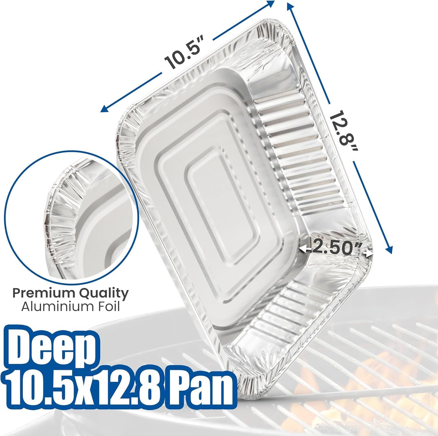 EHOMEA2Z Disposable Half Size Aluminum Pans (10 Pack) - Heavy Duty Foil Baking Pan for BBQ & Crawfish Trays - Eco-Friendly & Durable