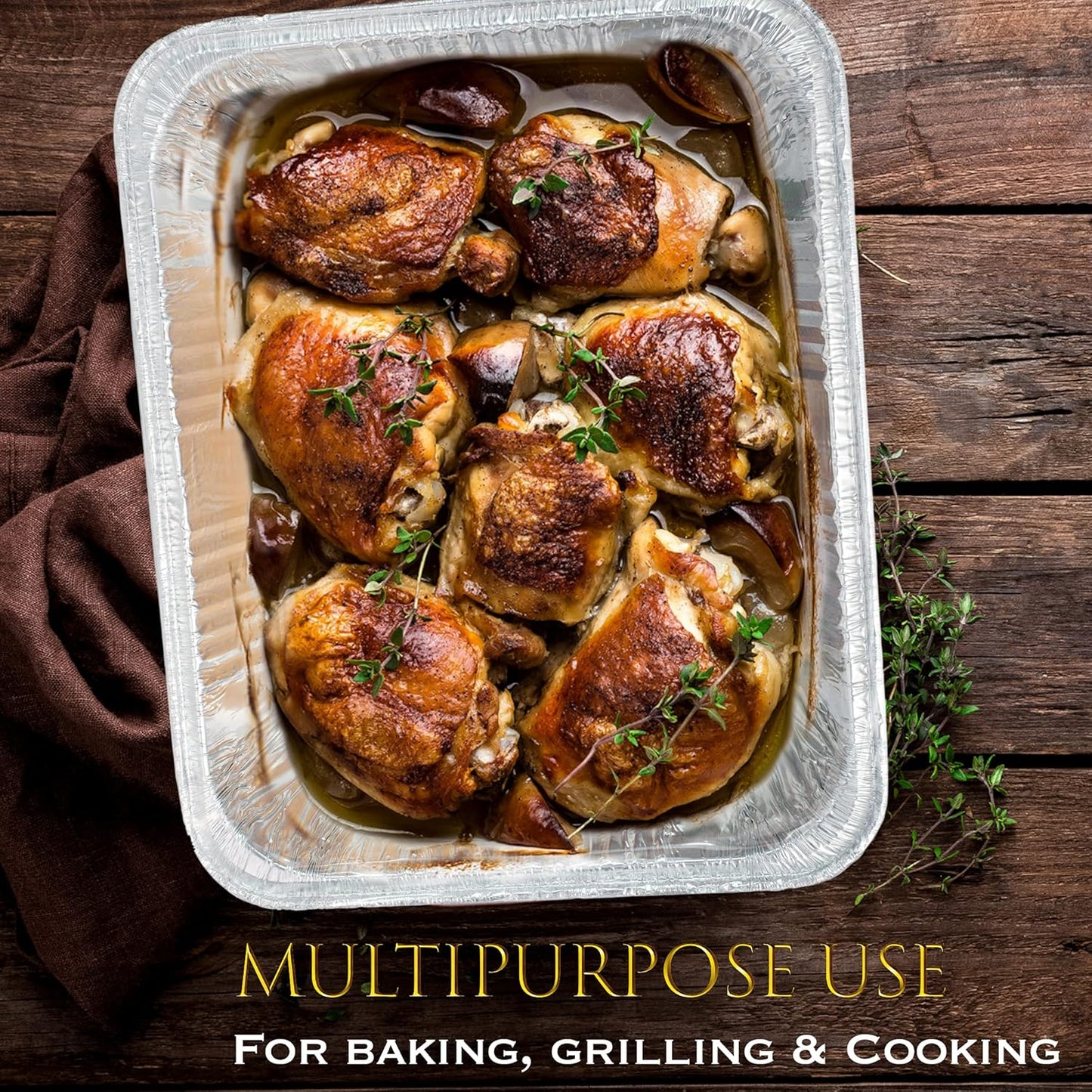 EHOMEA2Z Disposable Half Size Aluminum Pans (10 Pack) - Heavy Duty Foil Baking Pan for BBQ & Crawfish Trays - Eco-Friendly & Durable