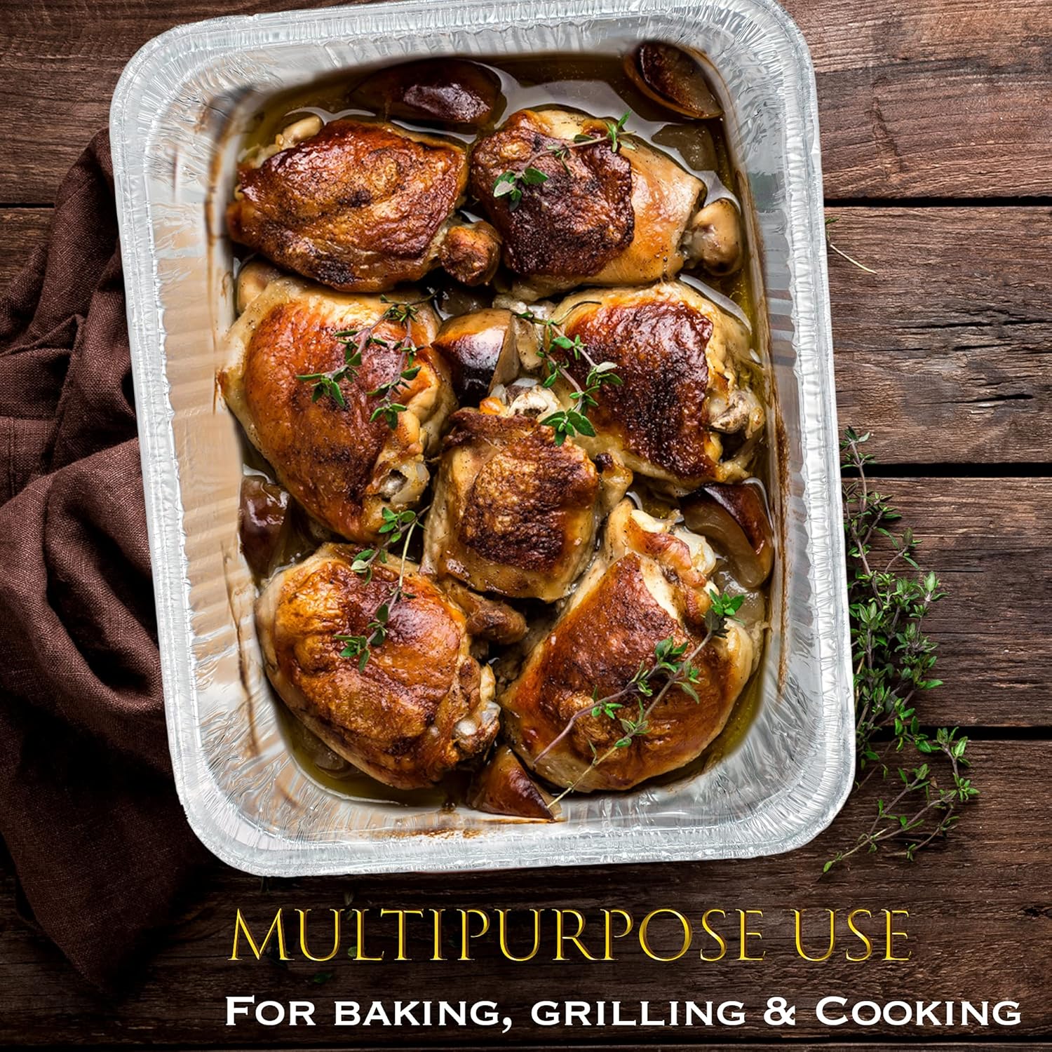 EHOMEA2Z Disposable Half Size Aluminum Pans (10 Pack) - Heavy Duty Foil Baking Pan for BBQ & Crawfish Trays - Eco-Friendly & Durable