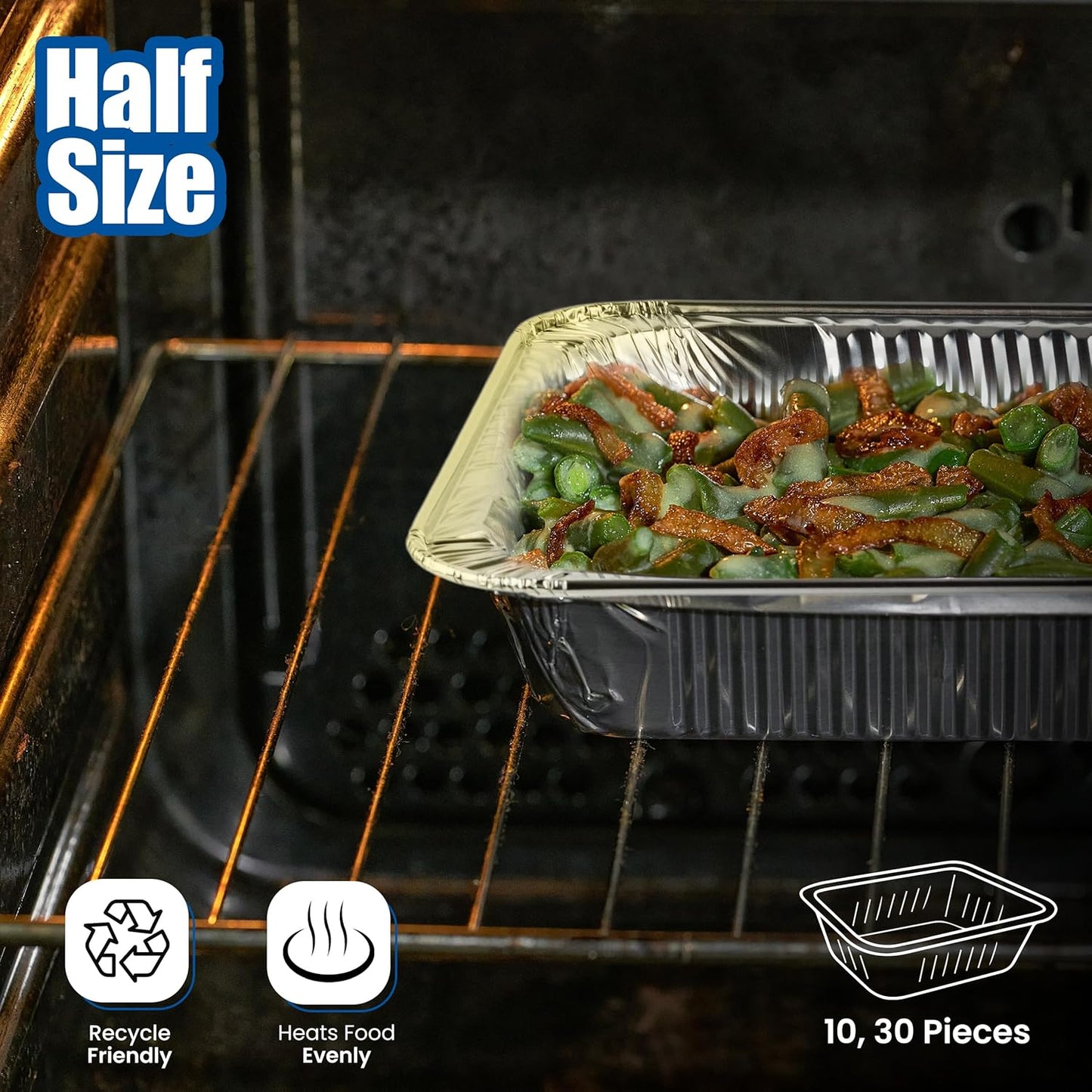 EHOMEA2Z Disposable Half Size Aluminum Pans (10 Pack) - Heavy Duty Foil Baking Pan for BBQ & Crawfish Trays - Eco-Friendly & Durable