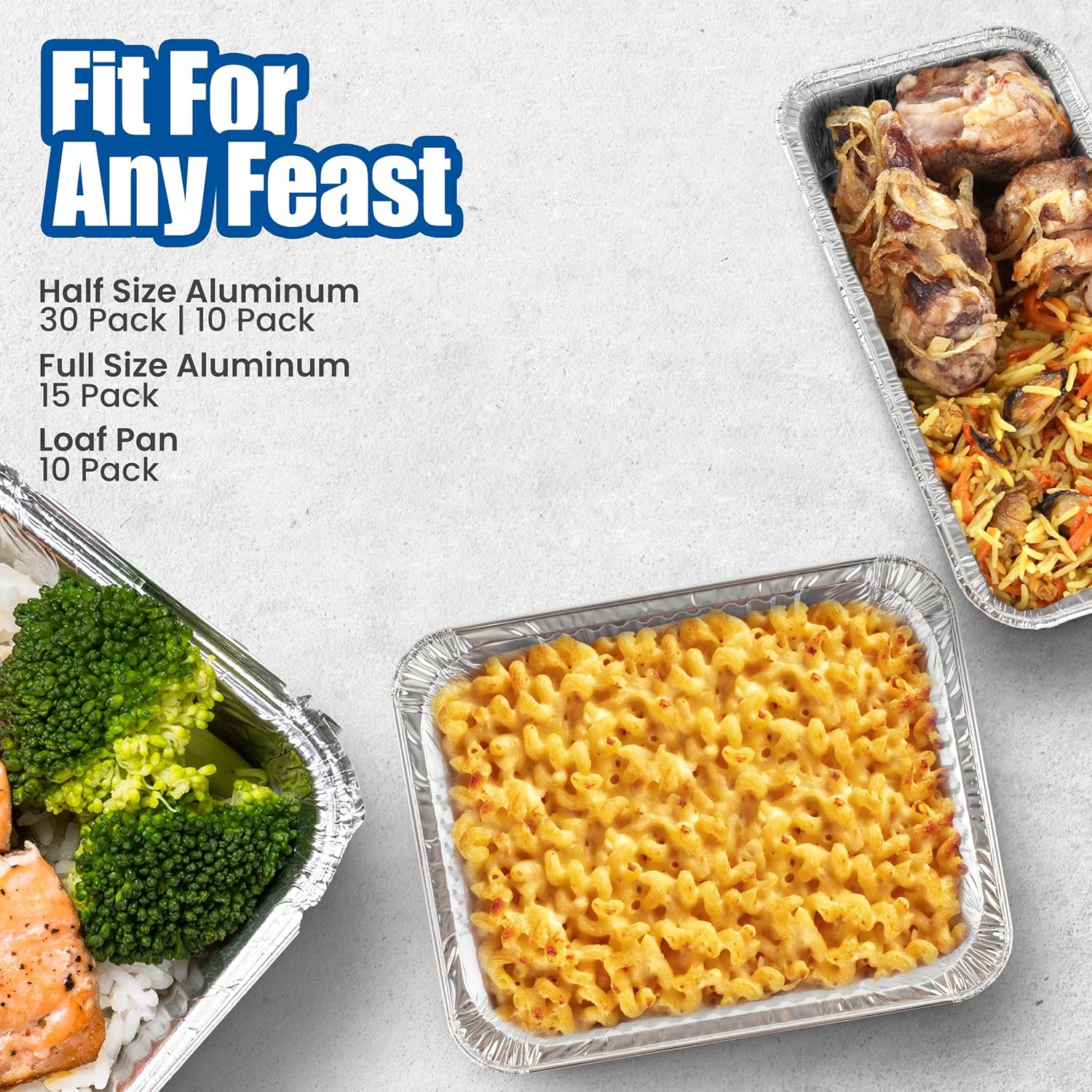 EHOMEA2Z Disposable Half Size Aluminum Pans (10 Pack) - Heavy Duty Foil Baking Pan for BBQ & Crawfish Trays - Eco-Friendly & Durable