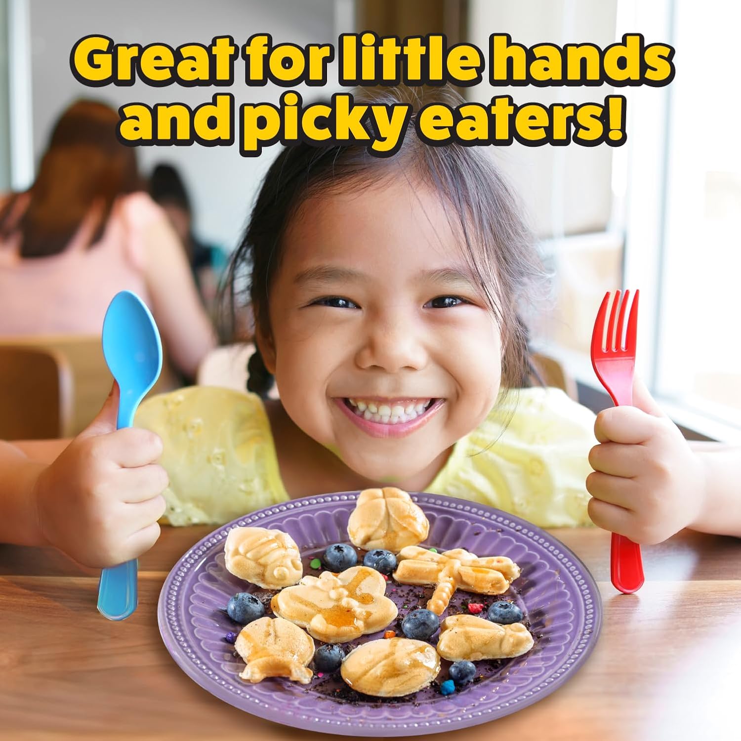 Electric Bug Waffle Maker - Make 7 Insect Shaped Pancakes - Nonstick Waffler Iron for Kids - Beetle, Ladybug, Bee & More - Fun Breakfast Treat