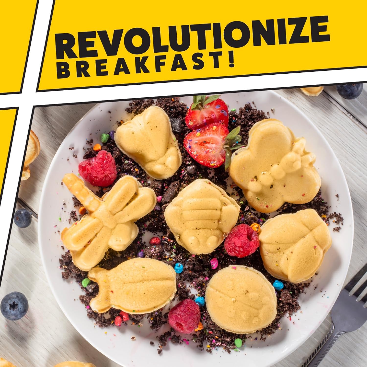 Electric Bug Waffle Maker - Make 7 Insect Shaped Pancakes - Nonstick Waffler Iron for Kids - Beetle, Ladybug, Bee & More - Fun Breakfast Treat