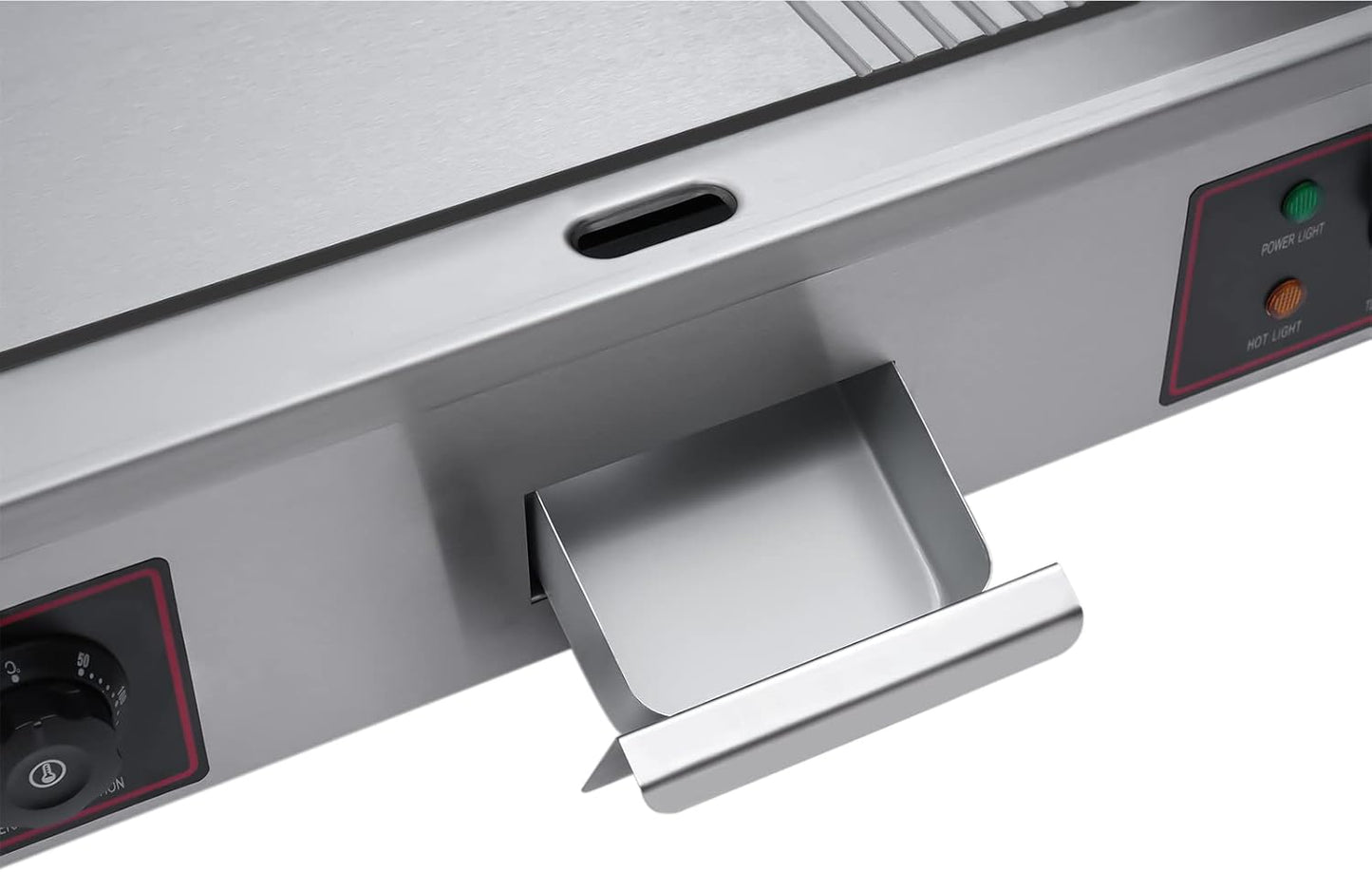Electric Commercial Griddle with Non-Stick Flat Top, Large Grill, Hot Plate, Stainless Steel Temp-Setting, and Drawer - 3000W Power