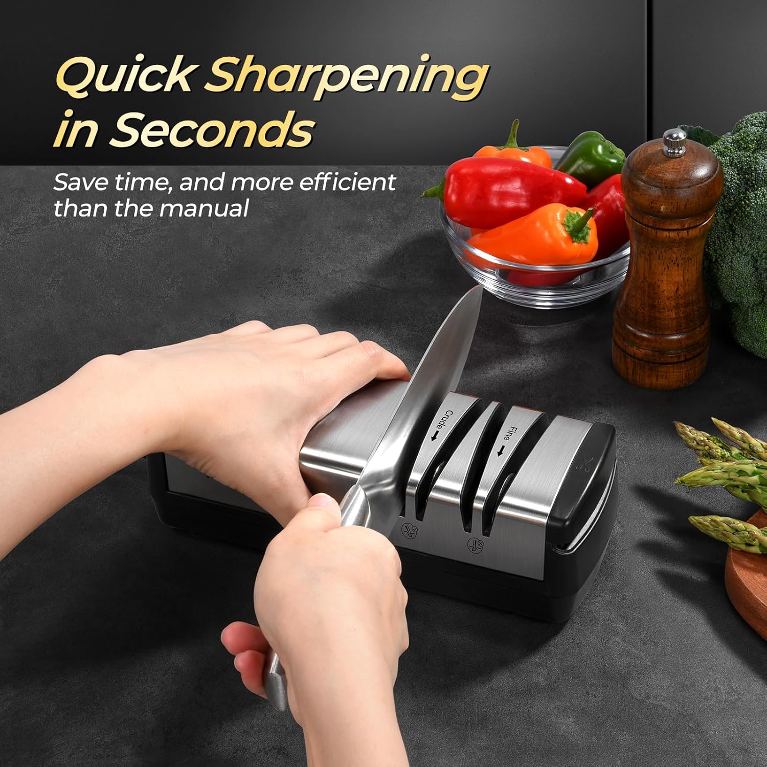 Electric Diamond Abrasives Knife Sharpener for Stainless Steel and Ceramic Knives with Scissors Sharpener - Quick Sharpening & Polishing