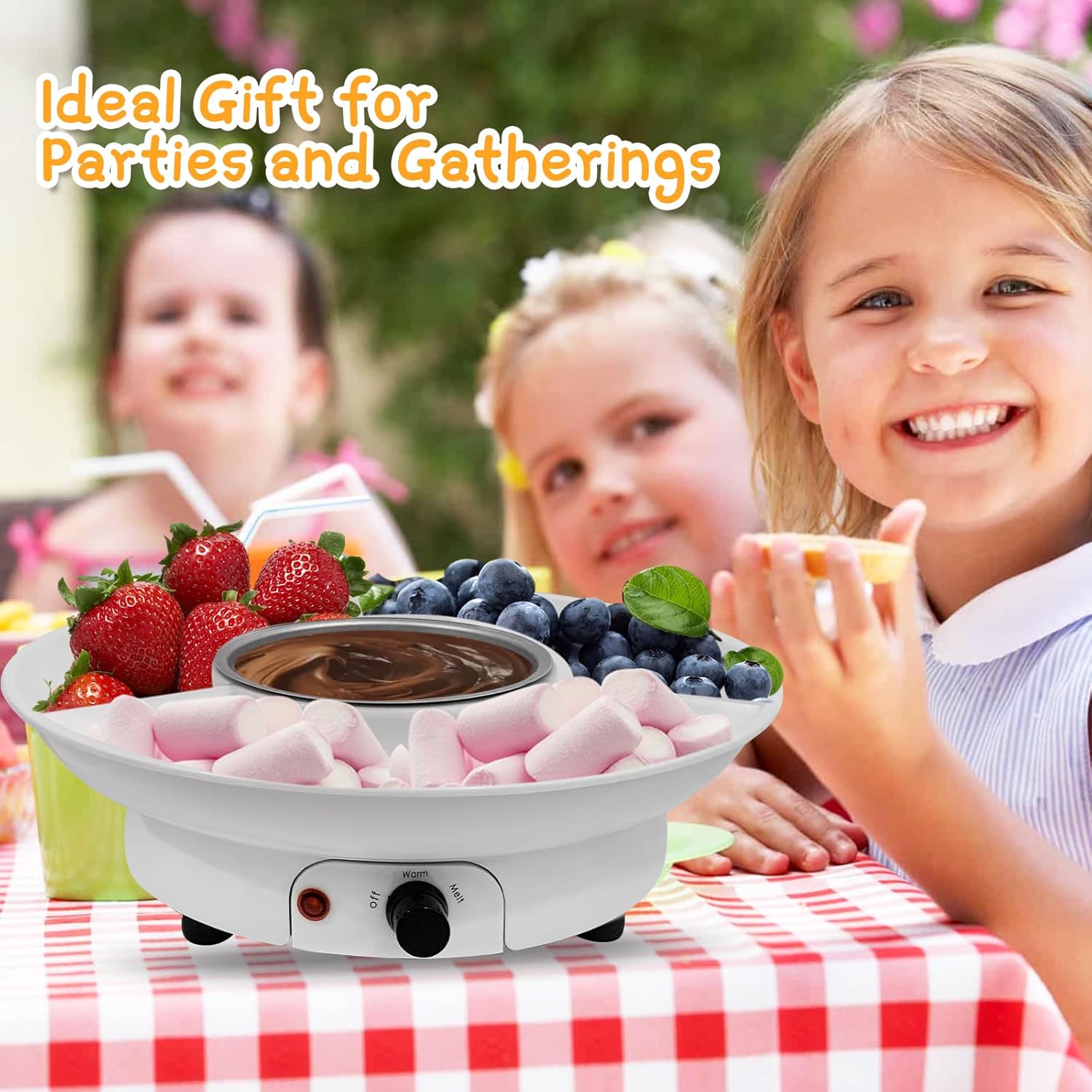 Electric Fondue Pot Set for Chocolate and Cheese with Dipping Forks, Temperature Control, 9-ounce Bowl - Ideal for Chocolate and Cheese Melts
