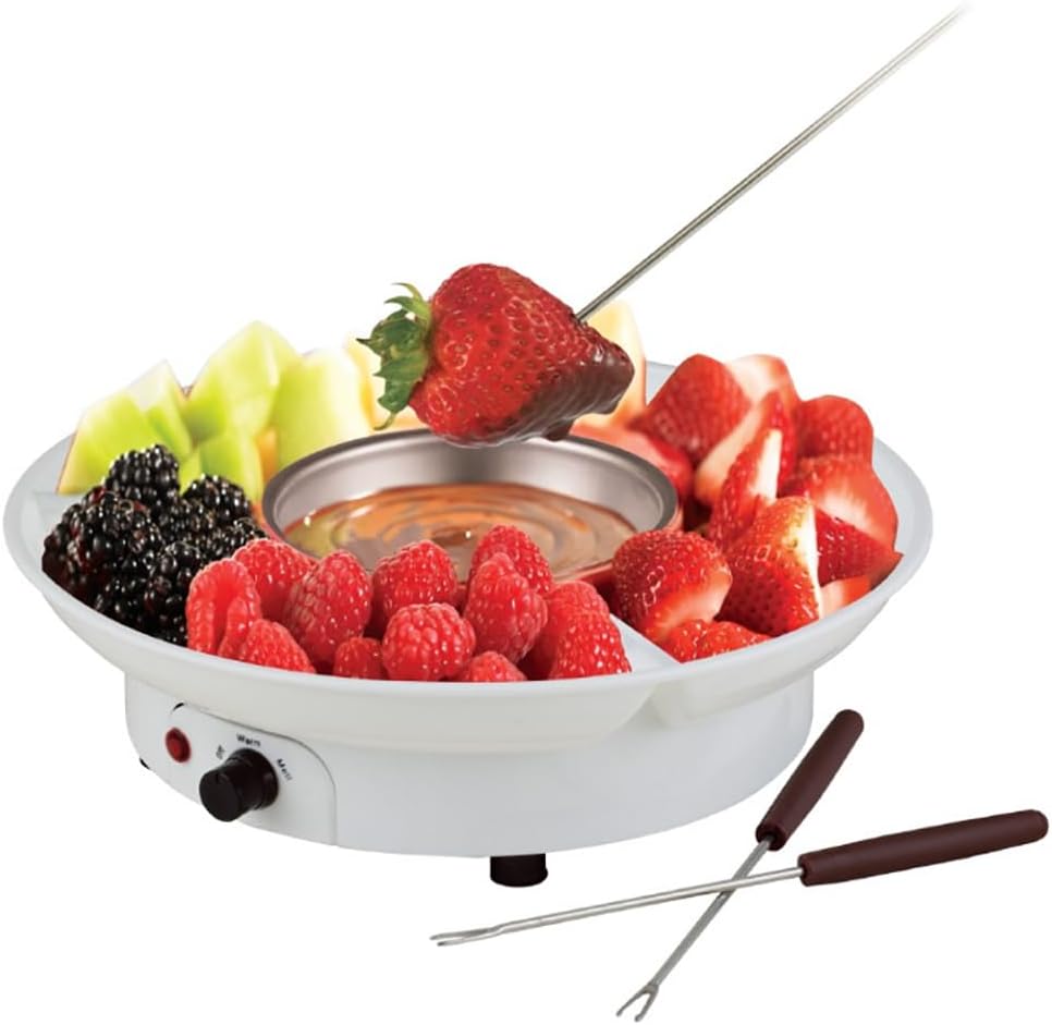 Electric Fondue Pot Set for Chocolate and Cheese with Dipping Forks, Temperature Control, 9-ounce Bowl - Ideal for Chocolate and Cheese Melts