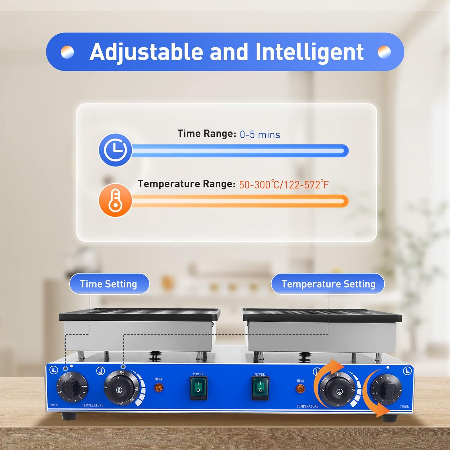 Electric Mini Dutch Pancake Baker - 50PCS, 1700W Commercial Panini Press for Muffins, 1.8" Pancake Maker with Thermostats & Timers