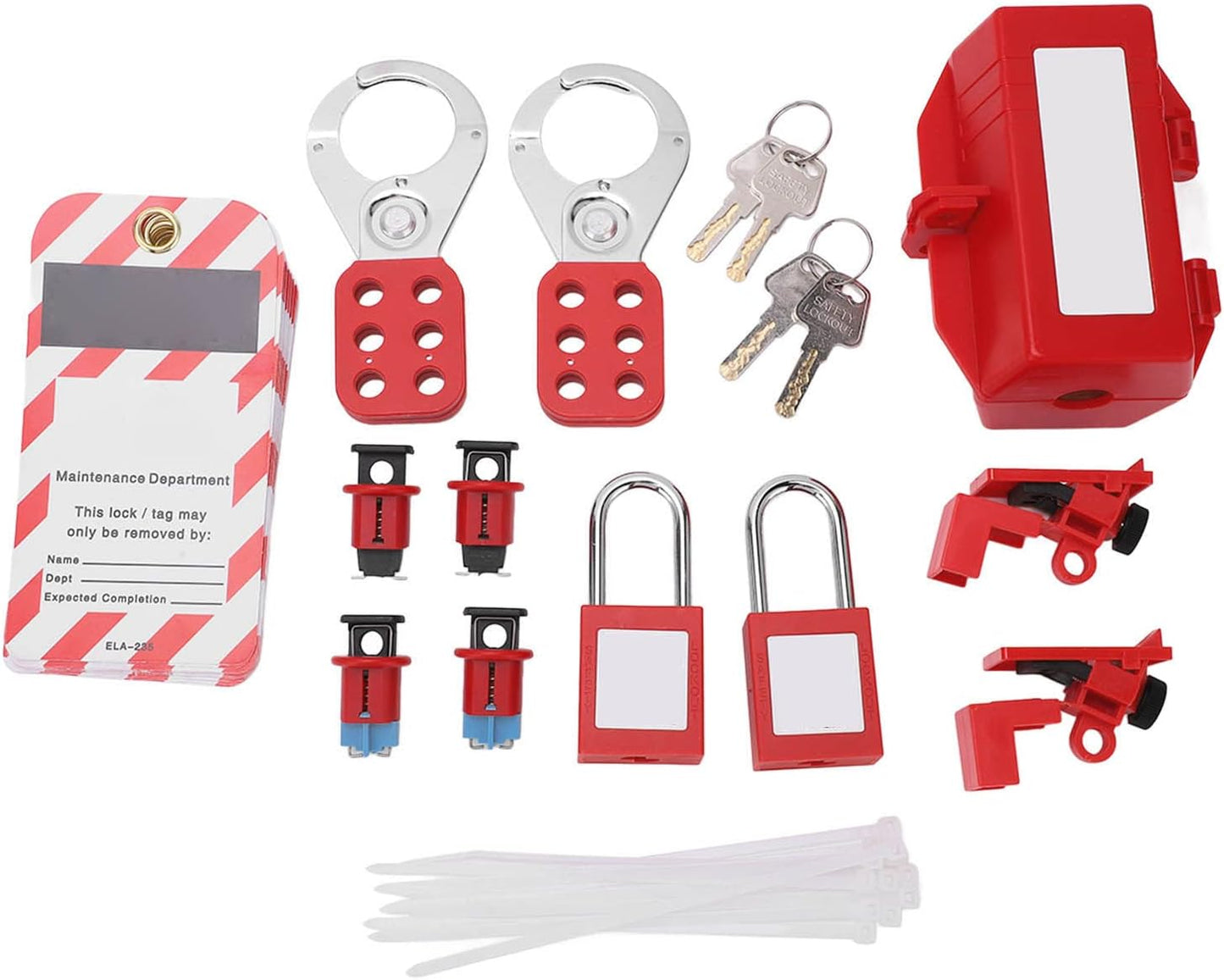 Electrical Circuit Breaker Lockout Tagout Kit with Safety Padlock and Hasps for Industry, Automobile, Chemical, Electric Power