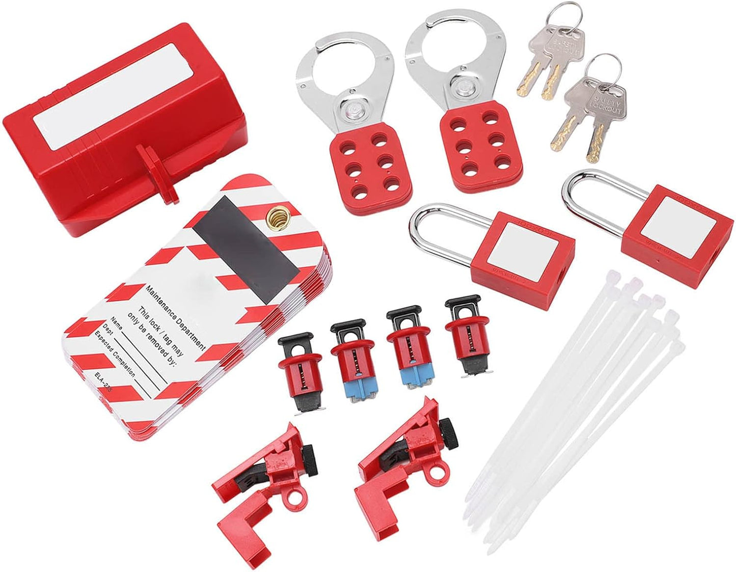 Electrical Circuit Breaker Lockout Tagout Kit with Safety Padlock and Hasps for Industry, Automobile, Chemical, Electric Power