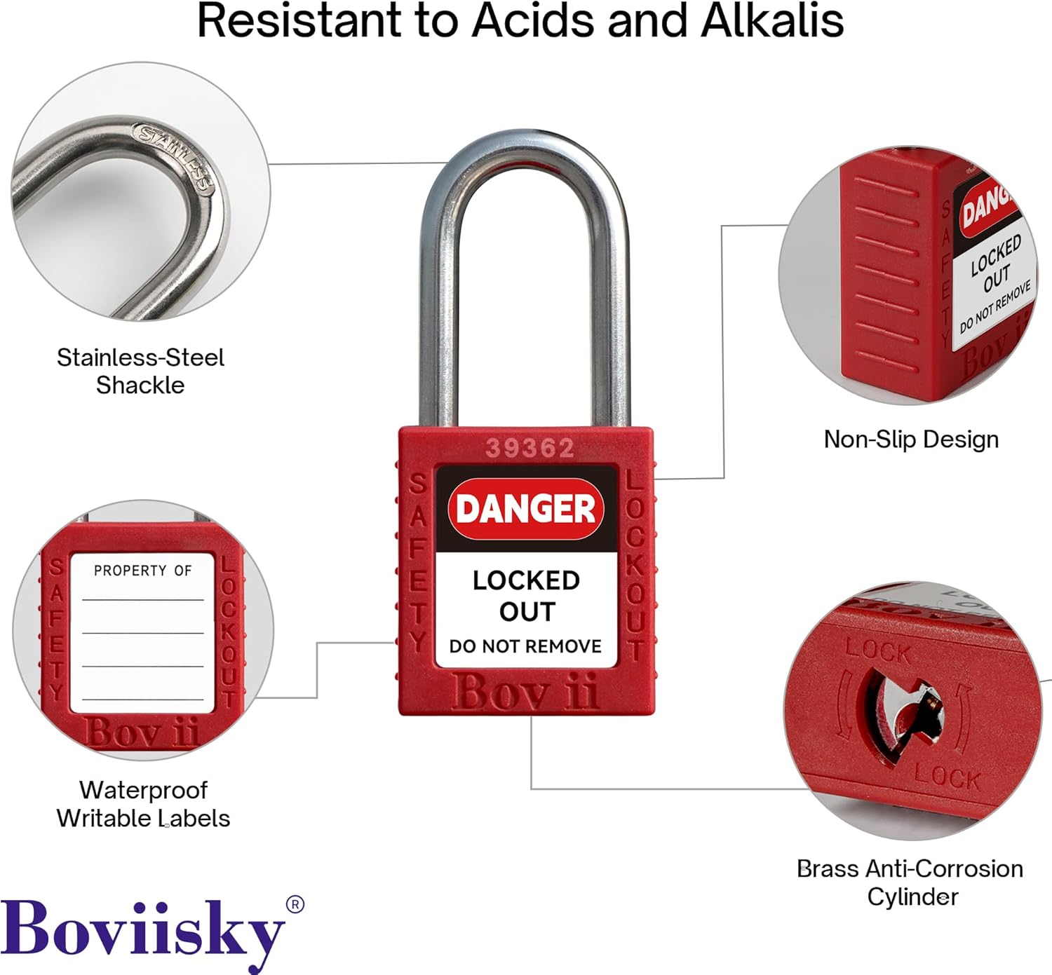 Electrical Lockout Tagout Kit with Group Lockout Hasps, Lockout Tags, Safety Padlocks, Nylon Ties, and Red Bag