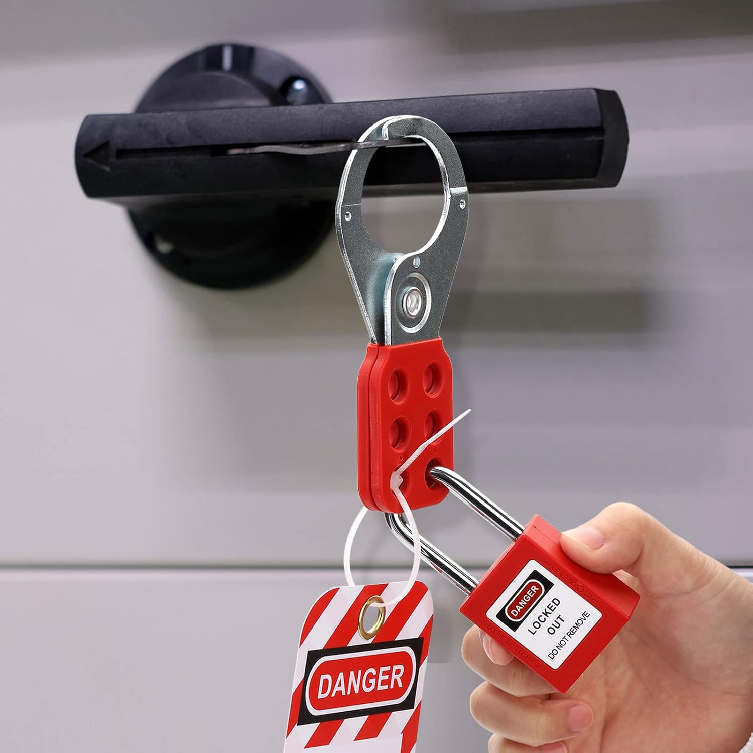 Electrical Lockout Tagout Kit with Hasps, Circuit Breaker Lockouts, Lockout Tags, Plug Lockout, Loto Locks, Zip Ties, Carrying Bag - 2 Keys Per Lock