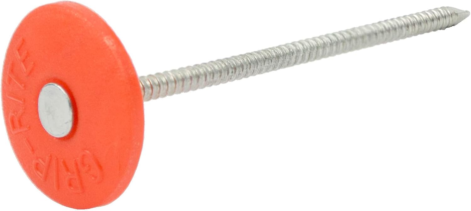 Electro Galvanized Round Plastic Grip-Cap Nail - 3 inch, 1.150 lb - Grip Rite 3PRCAP1