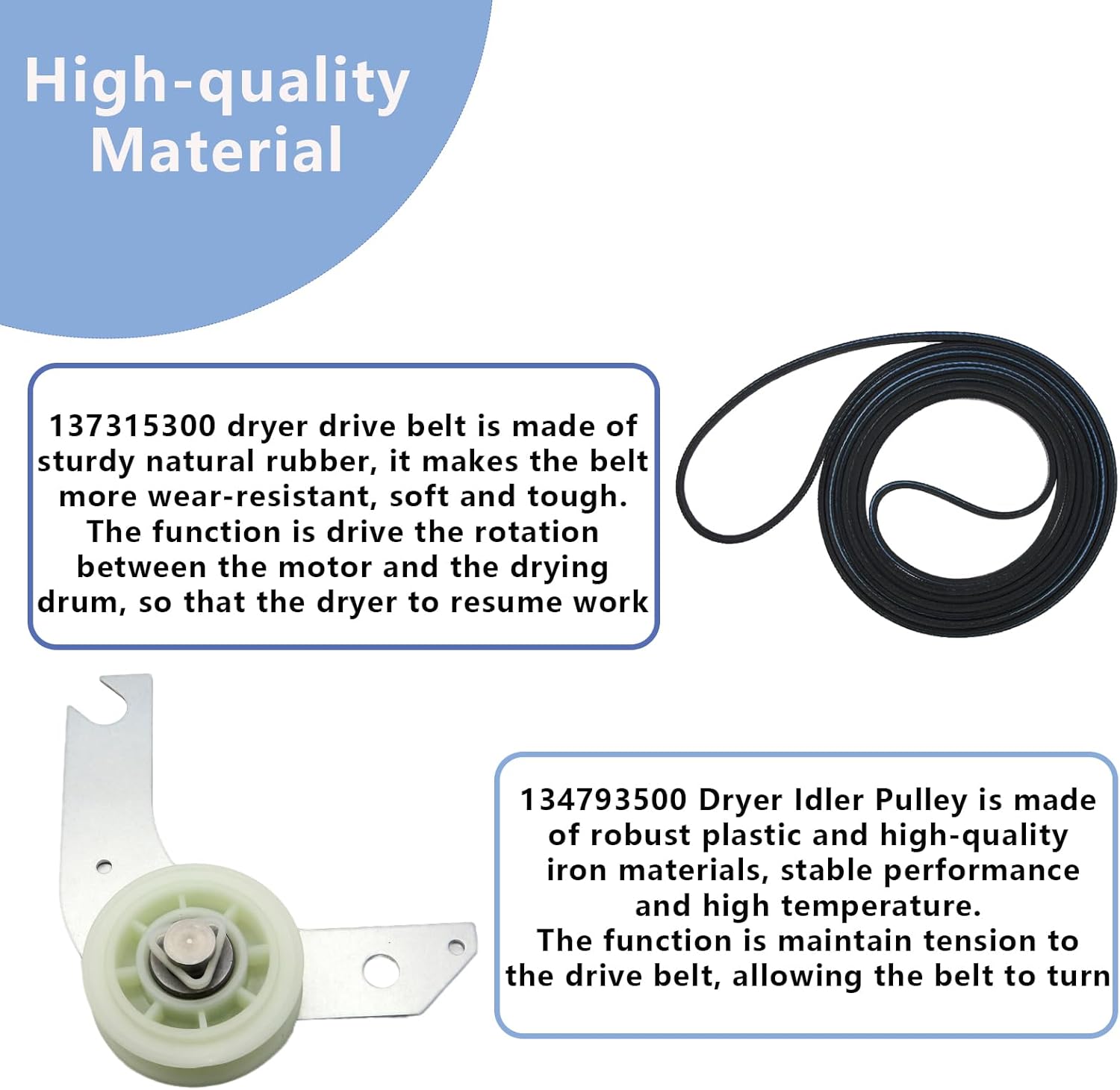 Electrolux Frigidaire Dryer Idler Pulley & Drive Belt Assembly - Replaces 134719300 AP4368855