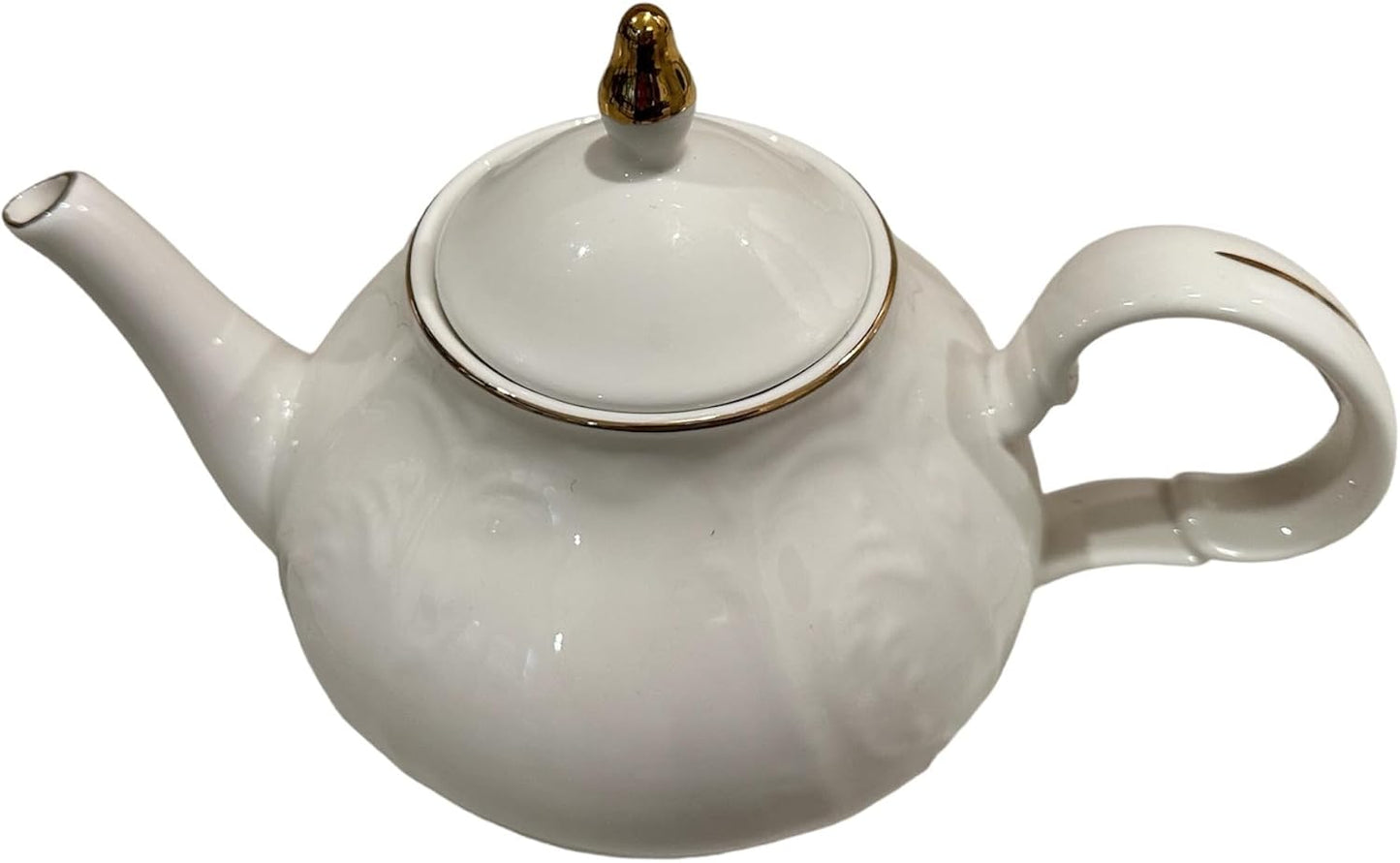 Elegant Vellezza Porcelain Teapot with Gold Trim and Lid