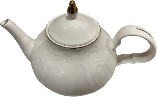Elegant Vellezza Porcelain Teapot with Gold Trim and Lid