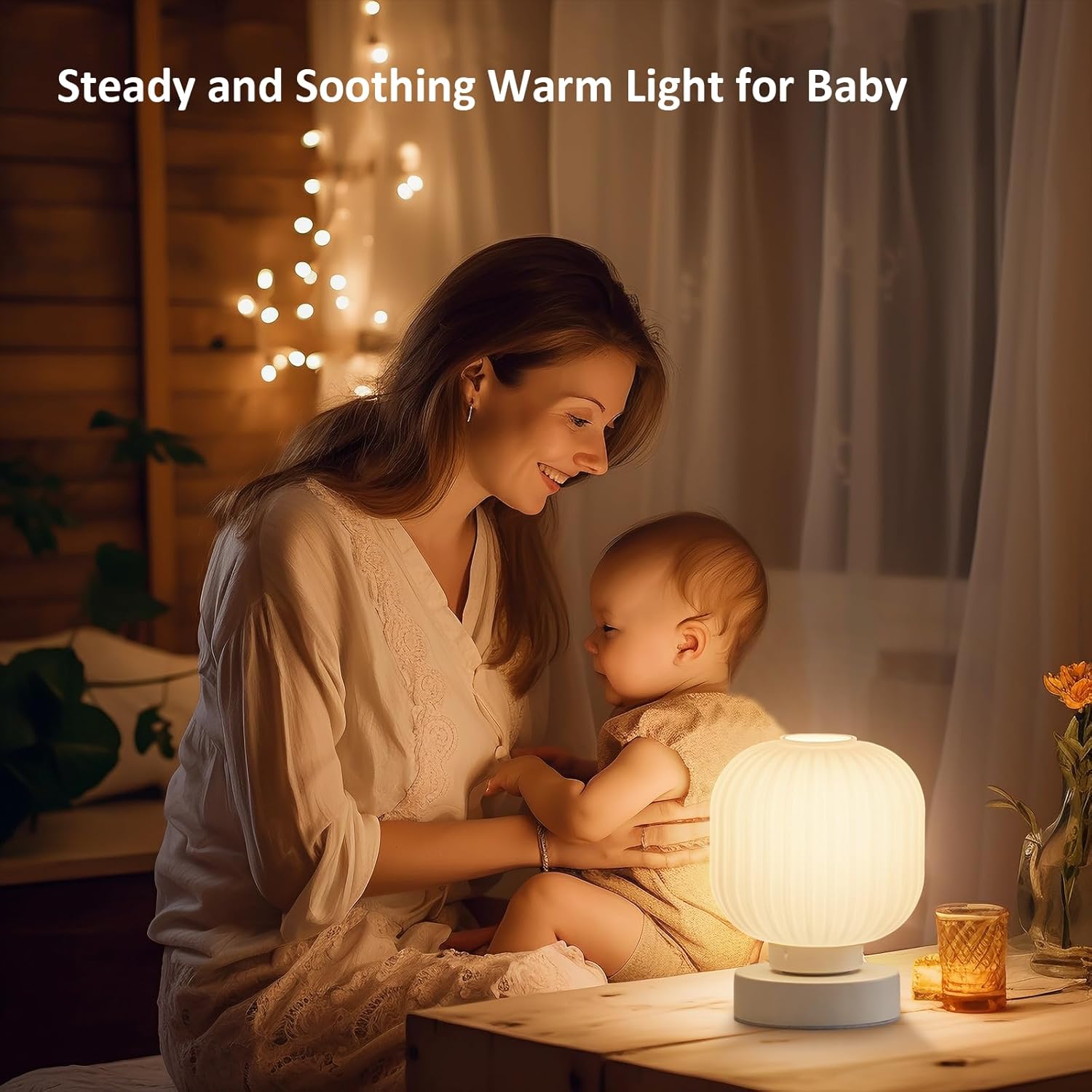 Elenhome Touch Bedside Lamp with USB Charging Ports - Small Dimmable Table Light for Bedroom and Living Room - Includes 6W Bulb