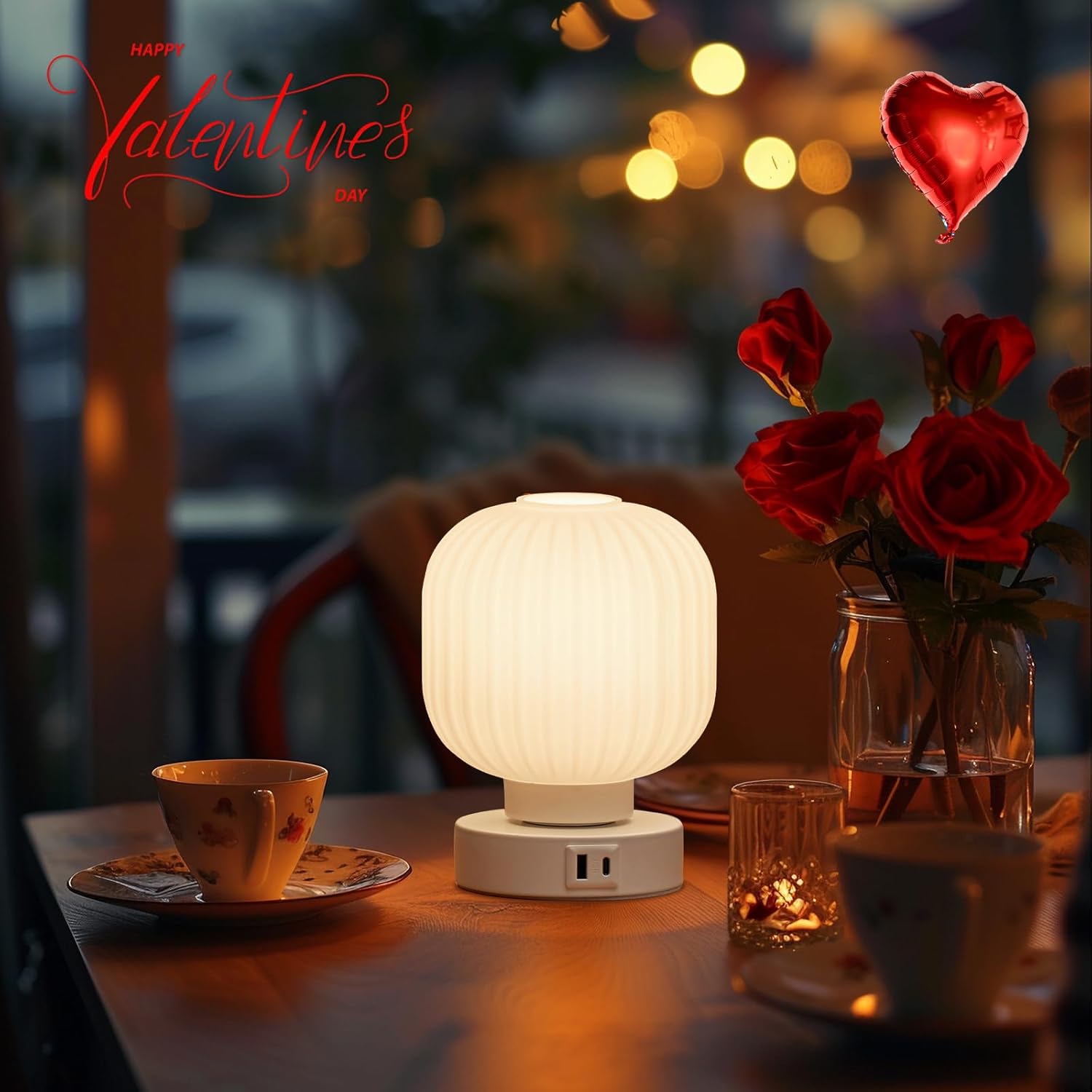 Elenhome Touch Bedside Lamp with USB Charging Ports - Small Dimmable Table Light for Bedroom and Living Room - Includes 6W Bulb