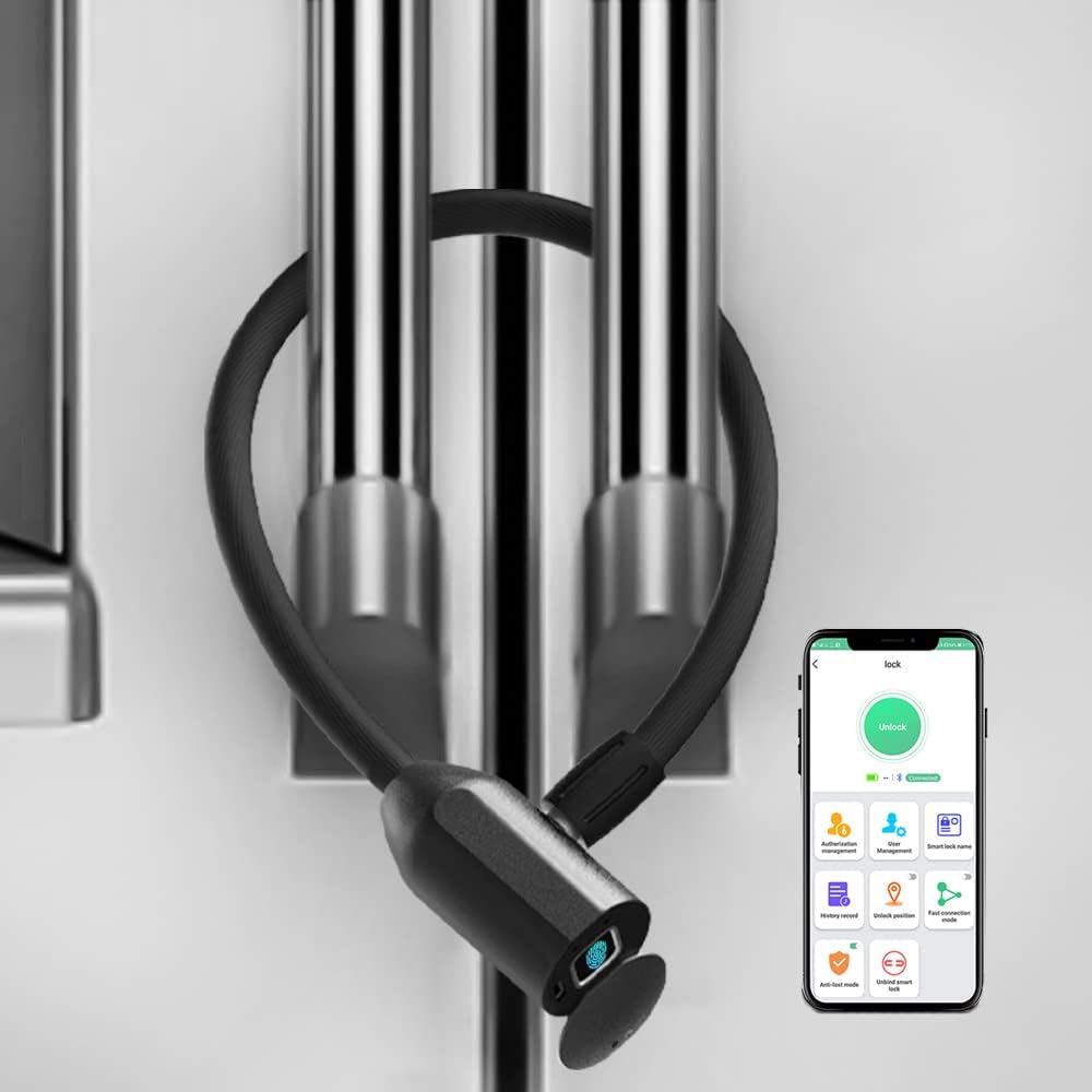 eLinkSmart 40cm Cable Lock for French Door Fridge - Waterproof Refrigerator Lock with Fingerprint Bluetooth App Access