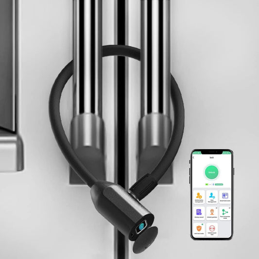 eLinkSmart 40cm Cable Lock for French Door Fridge - Waterproof Refrigerator Lock with Fingerprint Bluetooth App Access