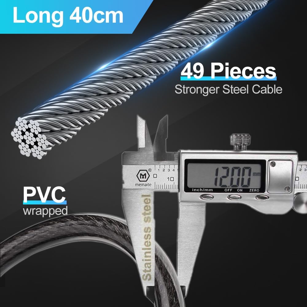 eLinkSmart 40cm Cable Lock for French Door Fridge - Waterproof Refrigerator Lock with Fingerprint Bluetooth App Access