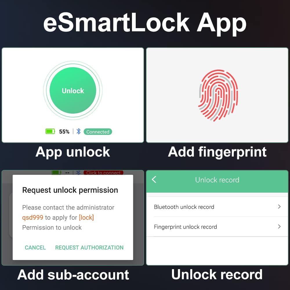 eLinkSmart 40cm Cable Lock for French Door Fridge - Waterproof Refrigerator Lock with Fingerprint Bluetooth App Access