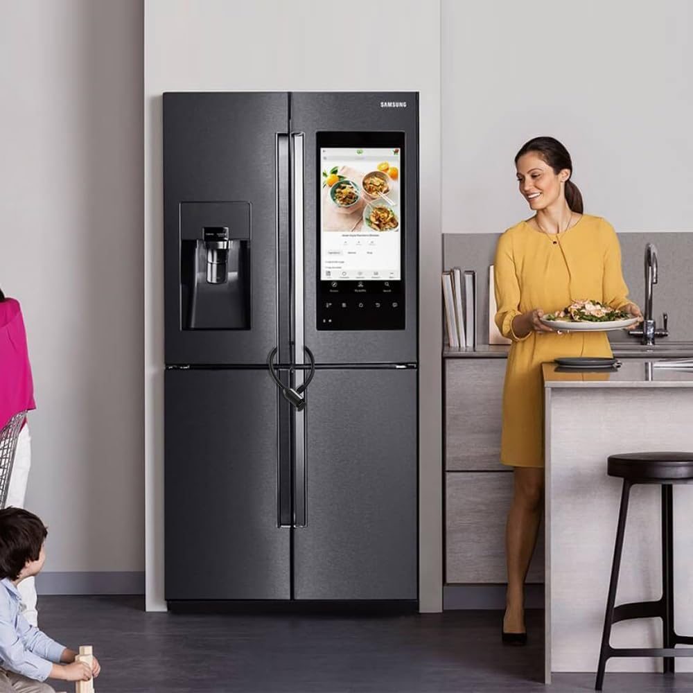 eLinkSmart 40cm Cable Lock for French Door Fridge - Waterproof Refrigerator Lock with Fingerprint Bluetooth App Access