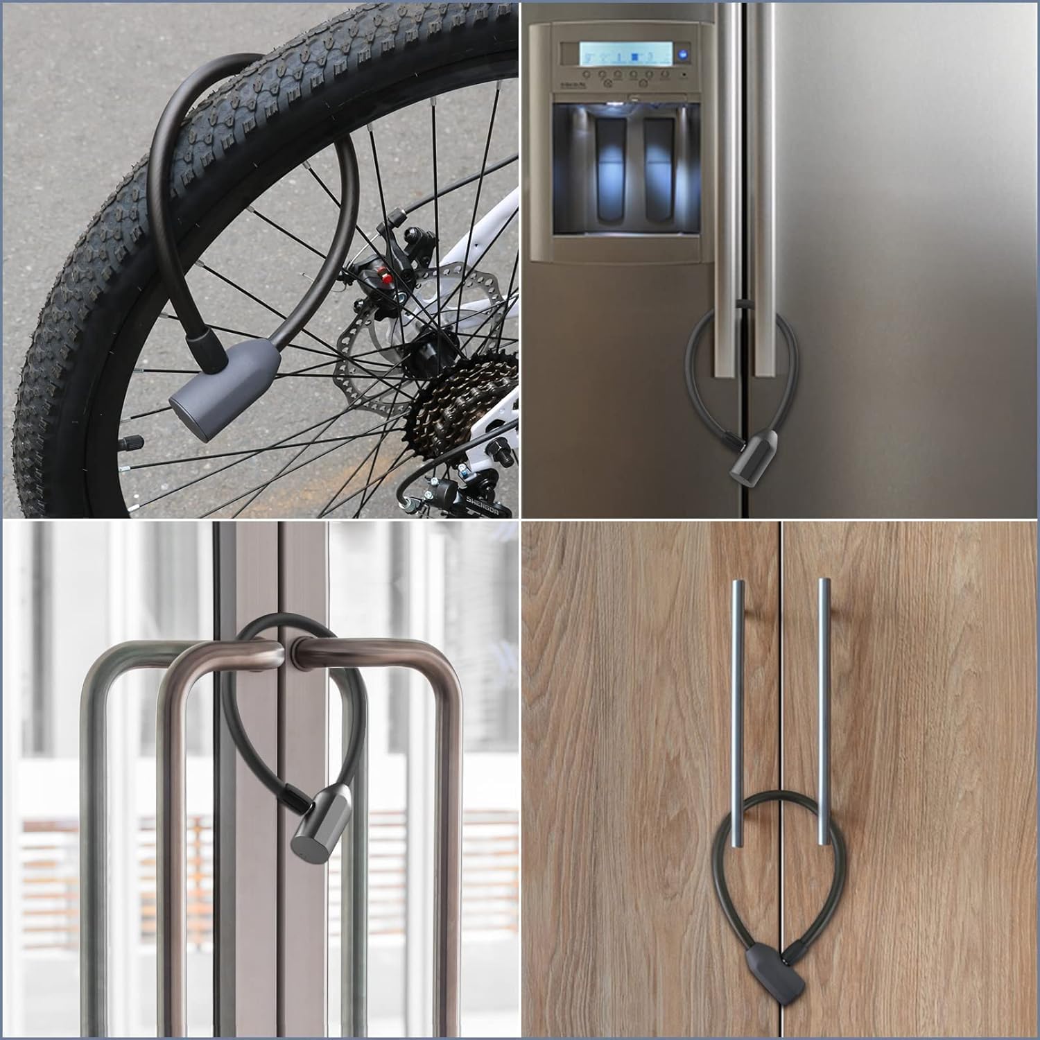 eLinkSmart 40cm Cable Lock for French Door Fridge - Waterproof Refrigerator Lock with Fingerprint Bluetooth App Access