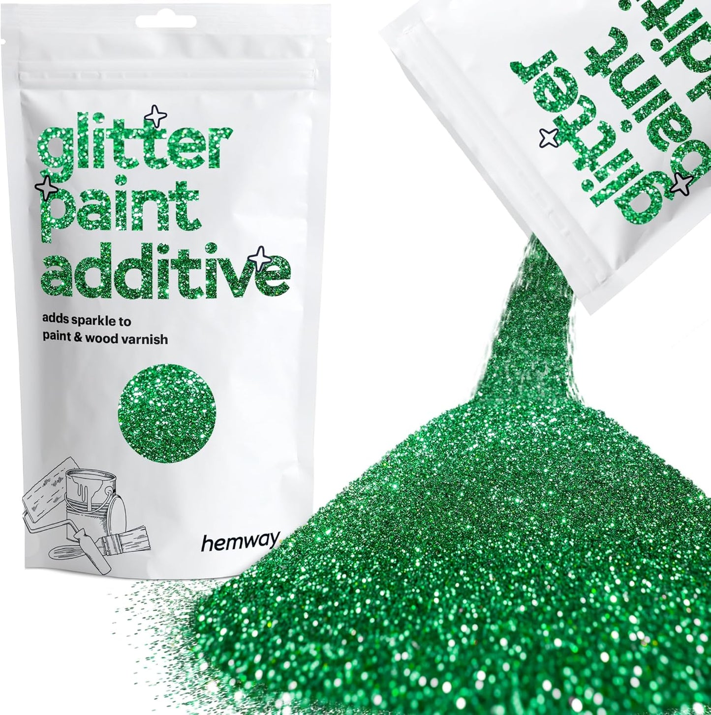 Emerald Green Glitter Paint Additive for Interior & Exterior Walls, Wood, Furniture - 100g / 3.5oz