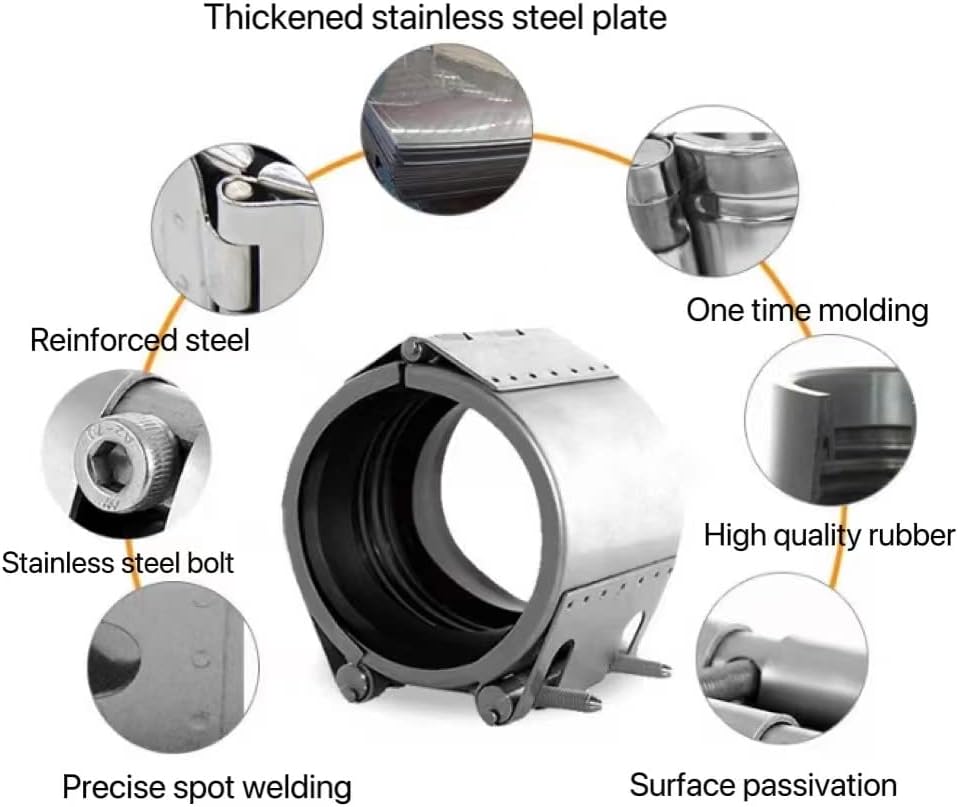 Emergency Pipe Repair Clamp for Plastic and Metal Pipes (47mm-51mm) - Leak Sealer Kit
