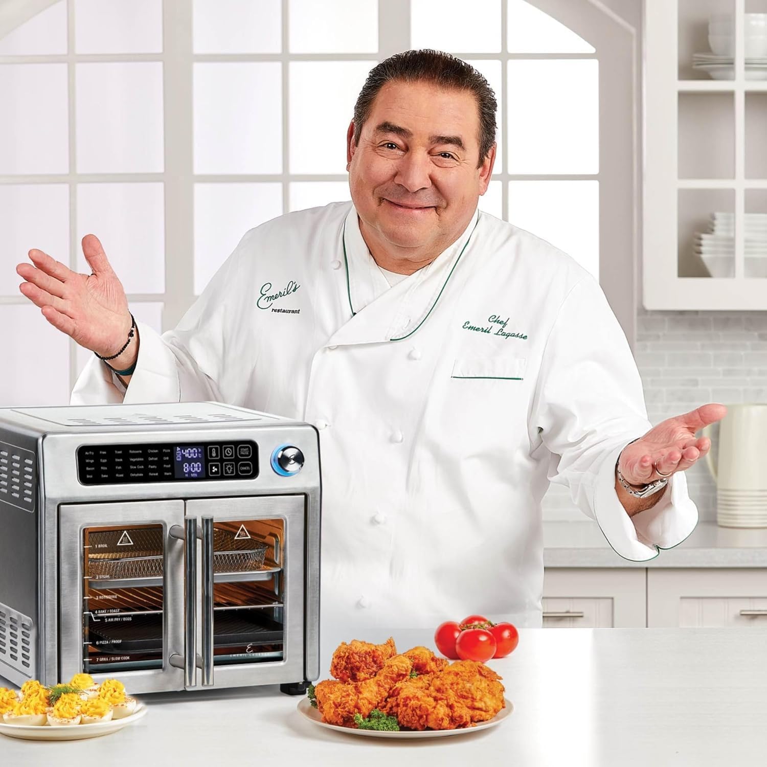 Emeril Lagasse 26QT French Door Air Fryer Toaster Oven Combo with 24 Cooking Functions & Digital Controls - Stainless Steel Finish, 7 Accessories