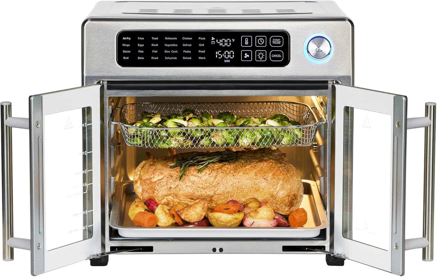 Emeril Lagasse 26QT French Door Air Fryer Toaster Oven Combo with 24 Cooking Functions & Digital Controls - Stainless Steel Finish, 7 Accessories