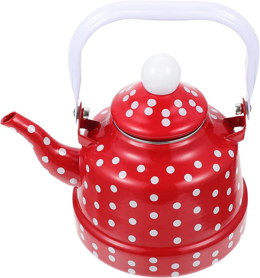 Enamel Stovetop Tea Kettle Set with Kungfu Teapot - Chinese Style Porcelain Tea Pot for Loose Leaves - Office and Home Use