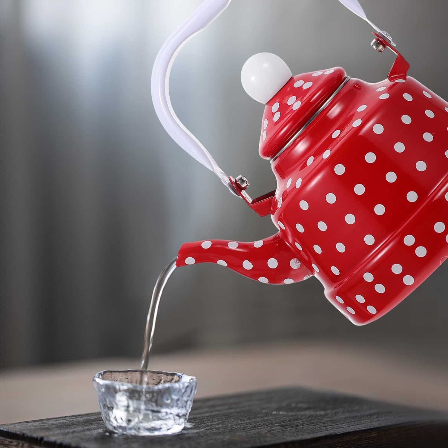 Enamel Stovetop Tea Kettle Set with Kungfu Teapot - Chinese Style Porcelain Tea Pot for Loose Leaves - Office and Home Use
