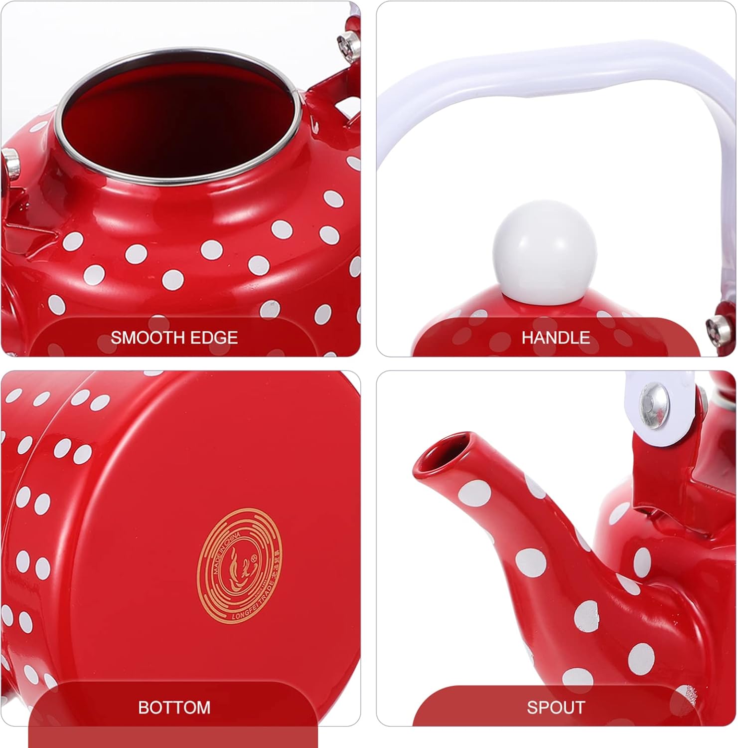 Enamel Stovetop Tea Kettle Set with Kungfu Teapot - Chinese Style Porcelain Tea Pot for Loose Leaves - Office and Home Use