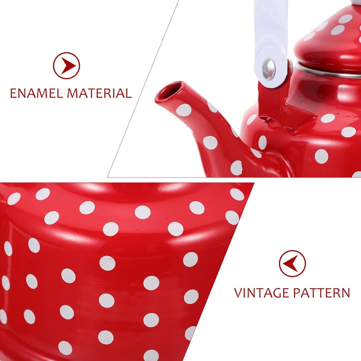 Enamel Stovetop Tea Kettle Set with Kungfu Teapot - Chinese Style Porcelain Tea Pot for Loose Leaves - Office and Home Use