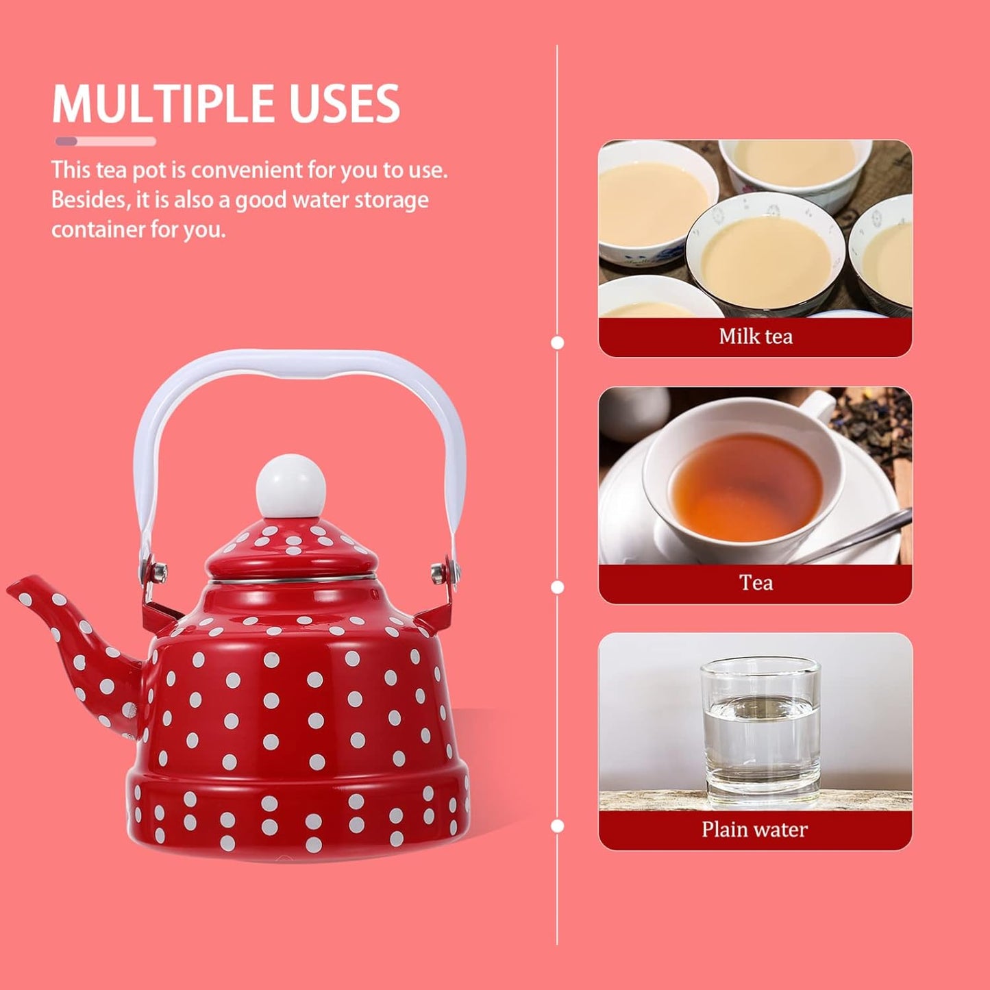 Enamel Stovetop Tea Kettle Set with Kungfu Teapot - Chinese Style Porcelain Tea Pot for Loose Leaves - Office and Home Use