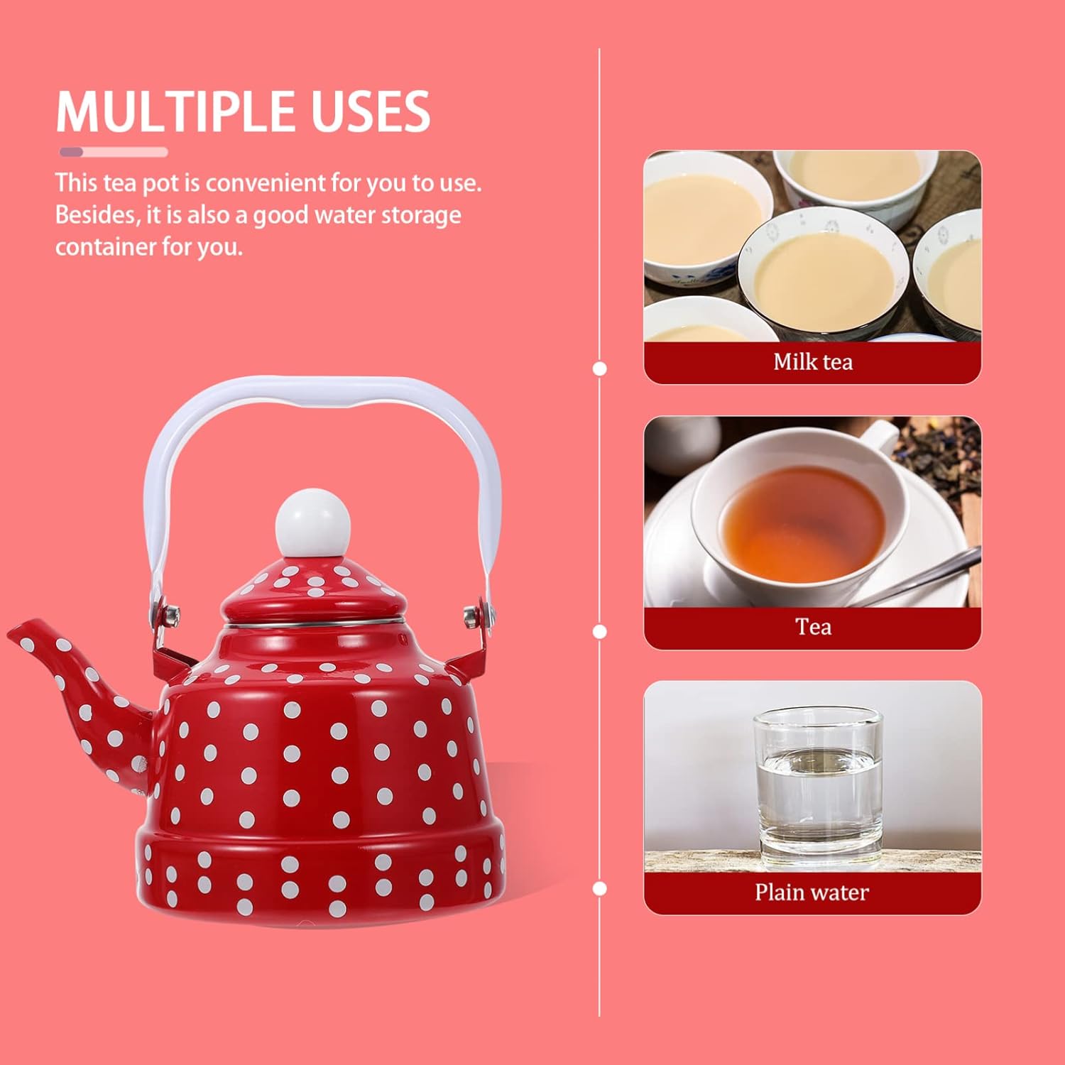 Enamel Stovetop Tea Kettle Set with Kungfu Teapot - Chinese Style Porcelain Tea Pot for Loose Leaves - Office and Home Use