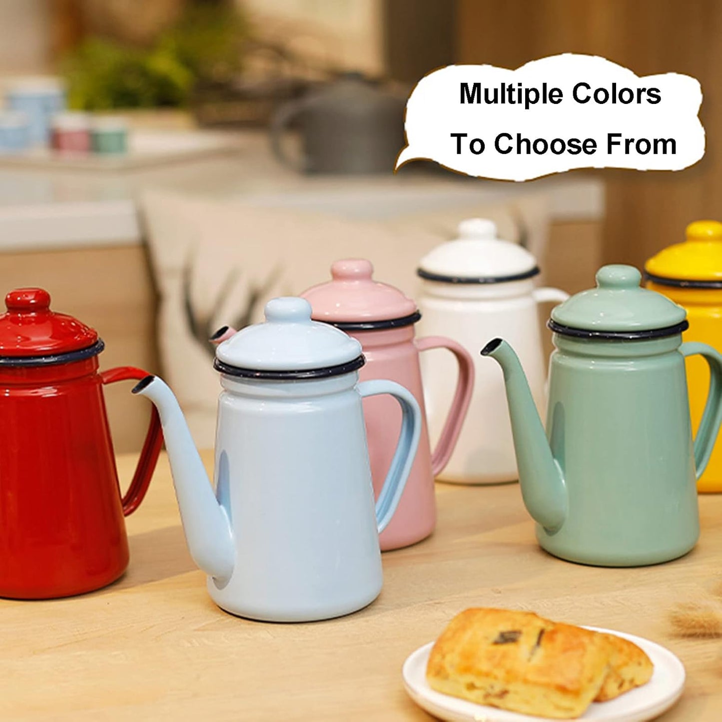 Enamel Tea Pot Set for Gas Stove and Induction Cooker, Ideal for Camping and Travel