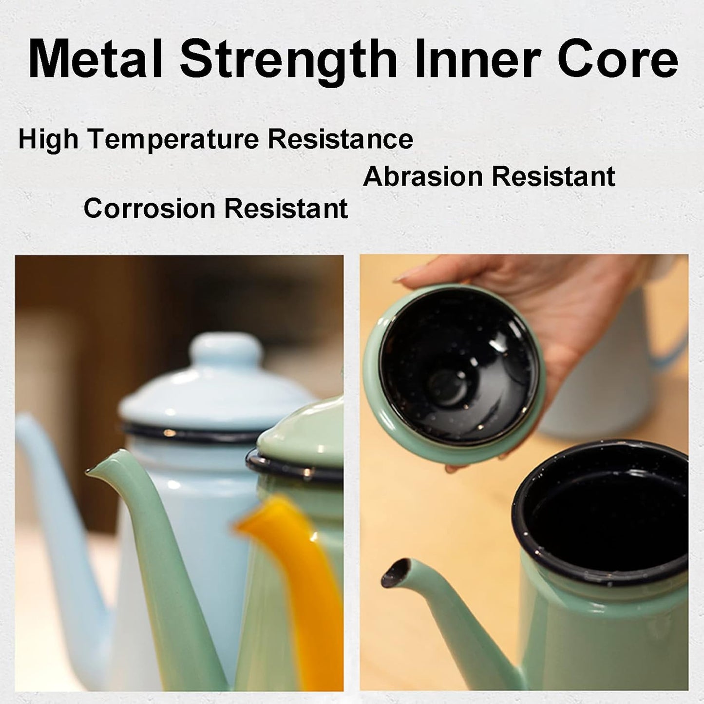 Enamel Tea Pot Set for Gas Stove and Induction Cooker, Ideal for Camping and Travel