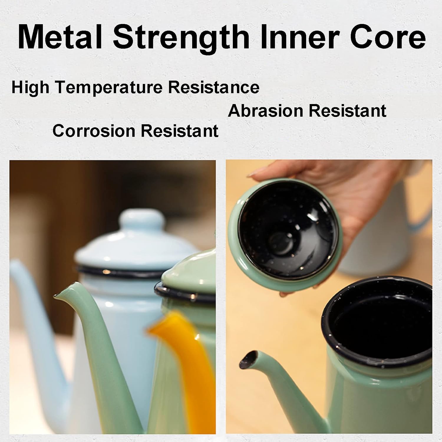 Enamel Tea Pot Set for Gas Stove and Induction Cooker, Ideal for Camping and Travel