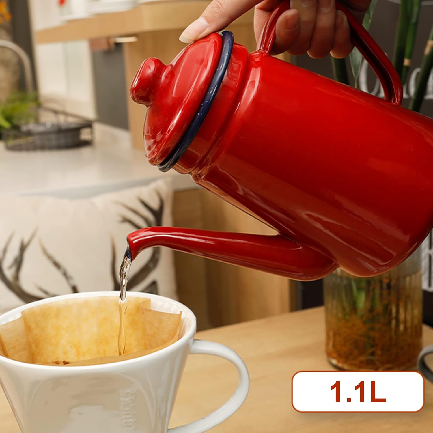 Enamel Tea Pot Set for Gas Stove and Induction Cooker, Ideal for Camping and Travel