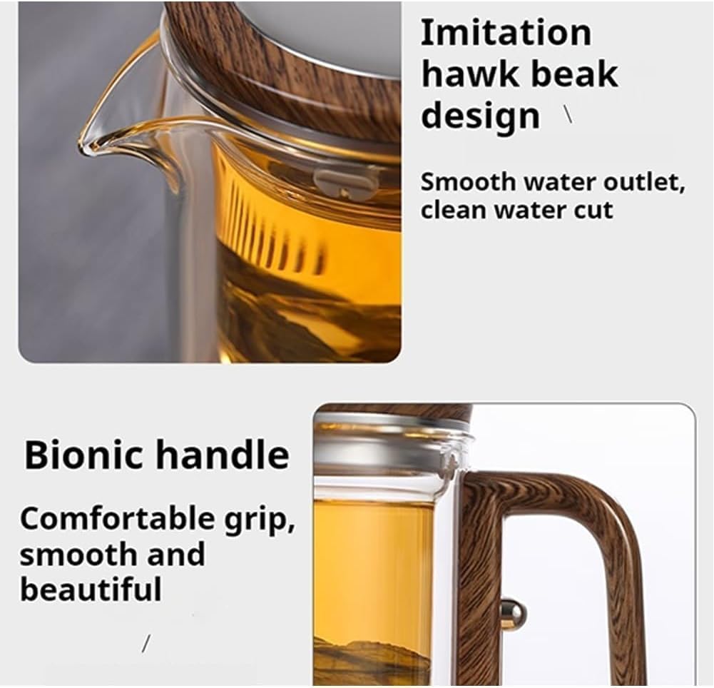 Enchantipot Magic Tea Pot with Water Separation Glass and Wooden Handle, Witchcraft Teapot - Gray 600ml